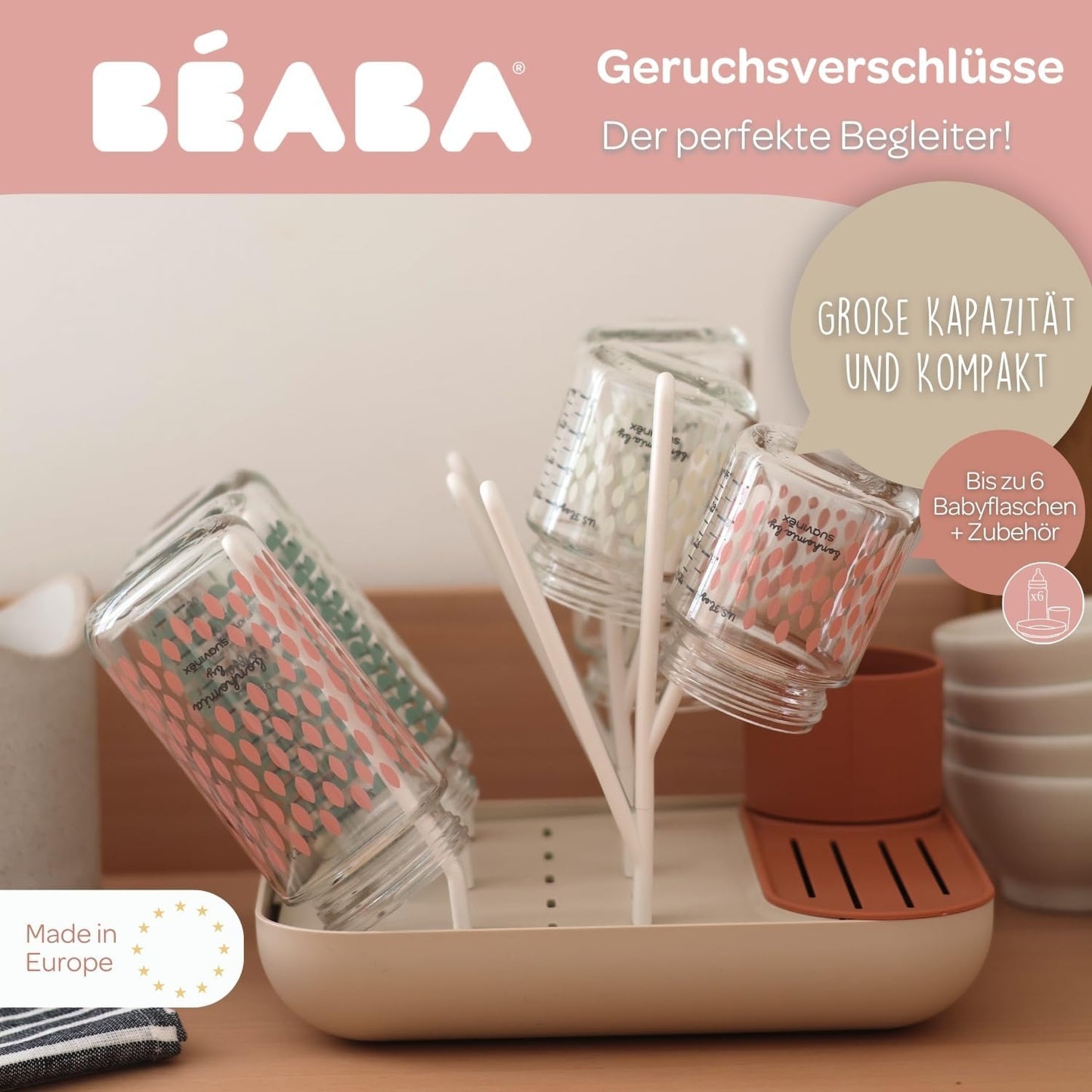 Modulares Abtropfgestell für Babyflaschen und Geschirr, Orange