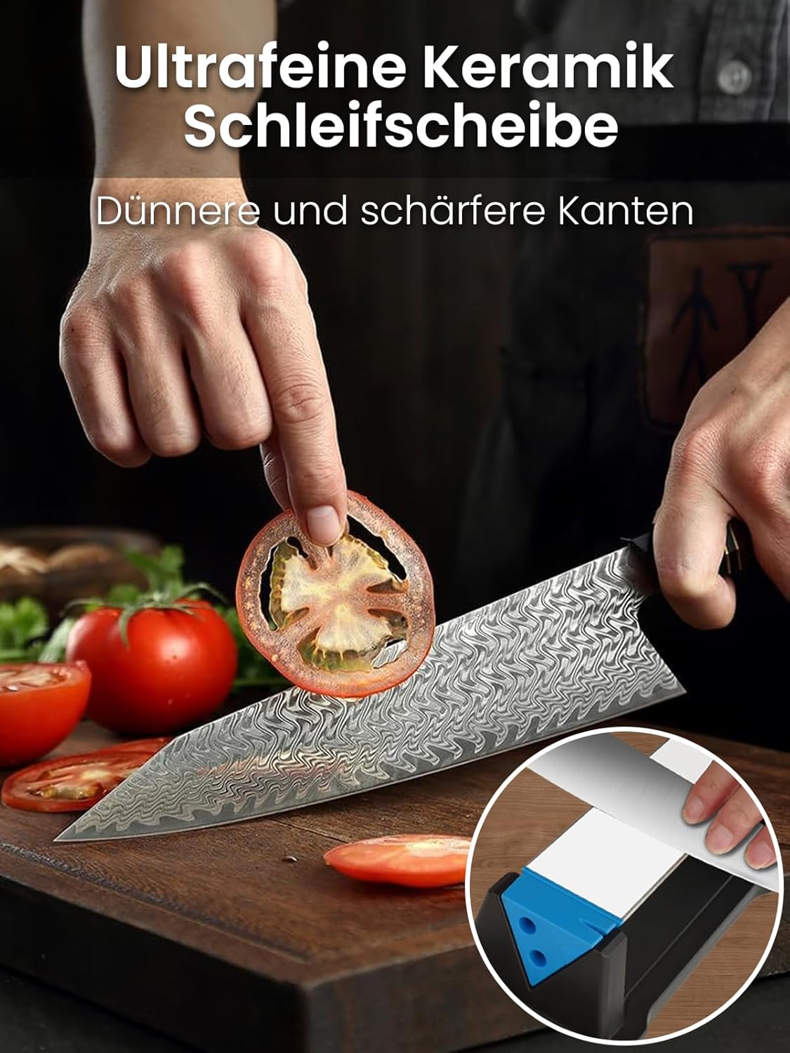 Diamant-Schärfstein Set 3-Seiten-Körnung mit Zubehör, Diamantstein Blau