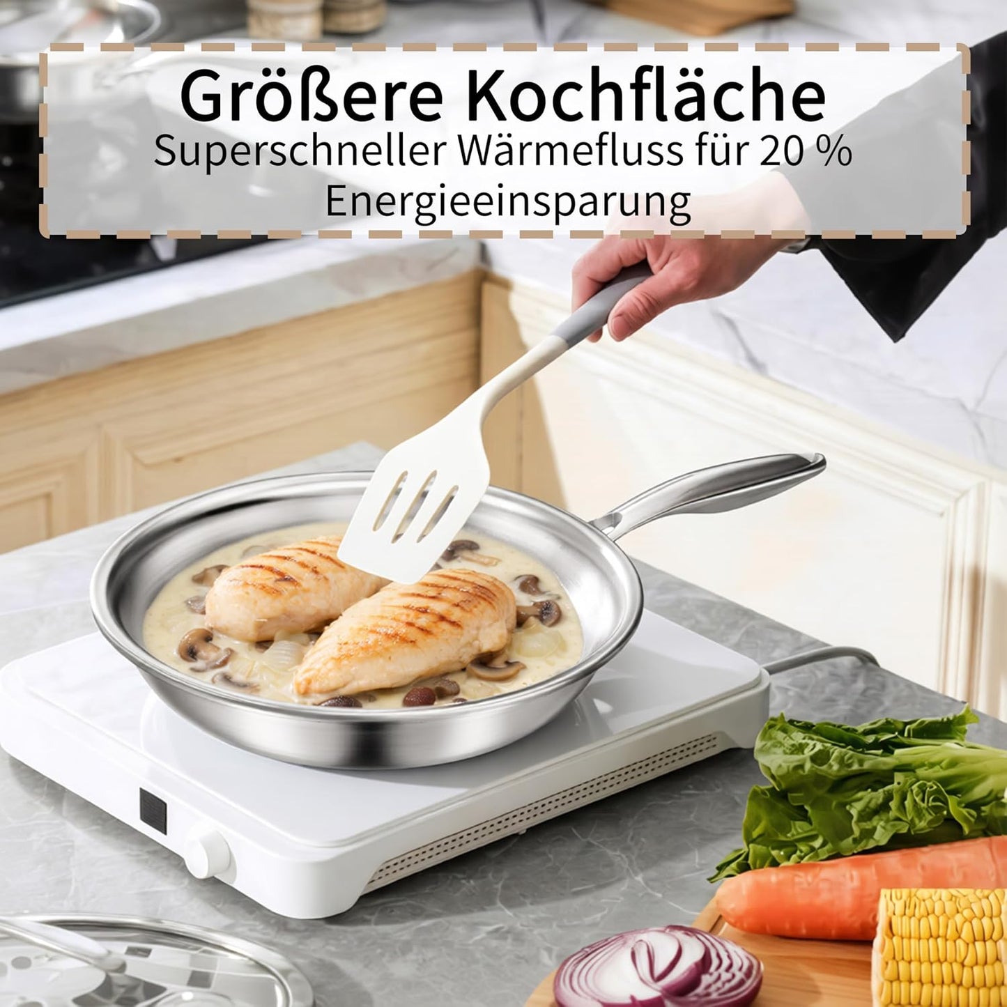 Unbeschichtete Induktionspfanne, 24CM