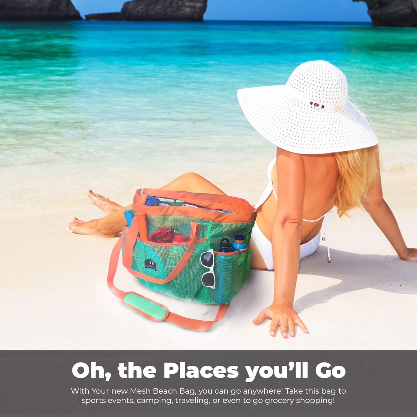 Netz-Strandtasche Modell Ra-rso-lamebeba1, Türkis/Orange