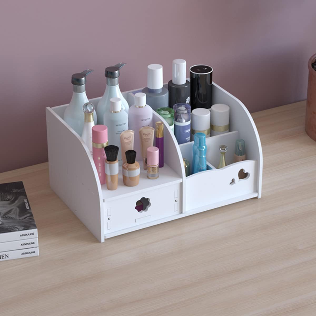 Make-up-Organizer mit Schubladen für Schminktisch, Weiss 28 X 19 X 14 Cm