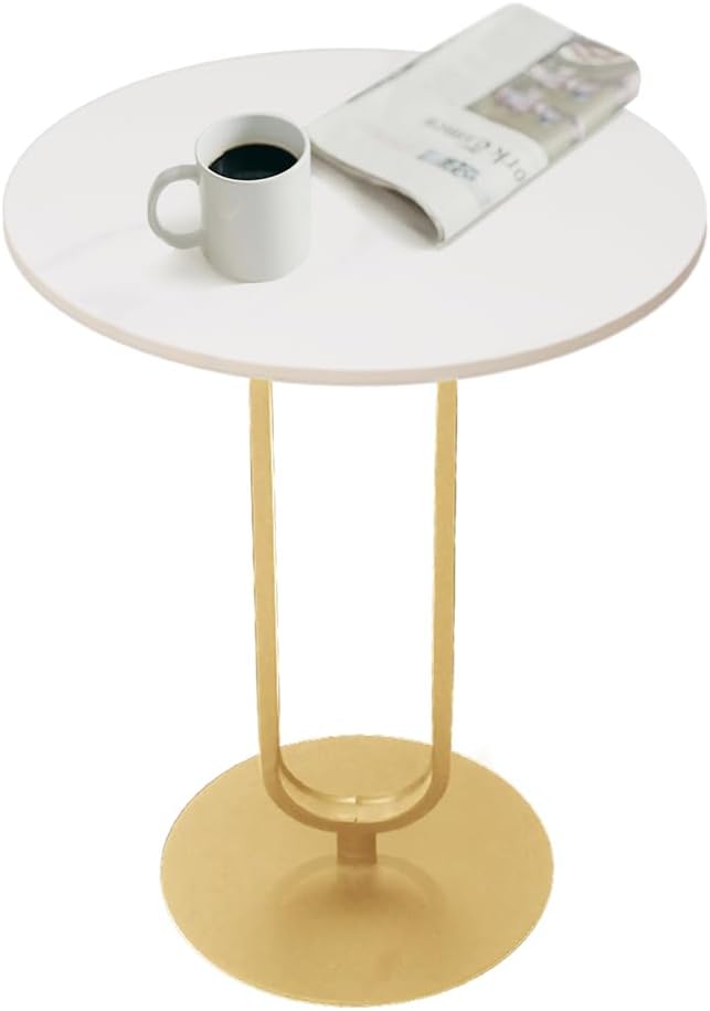 Runder Beistelltisch aus Marmor und Metall, Gold