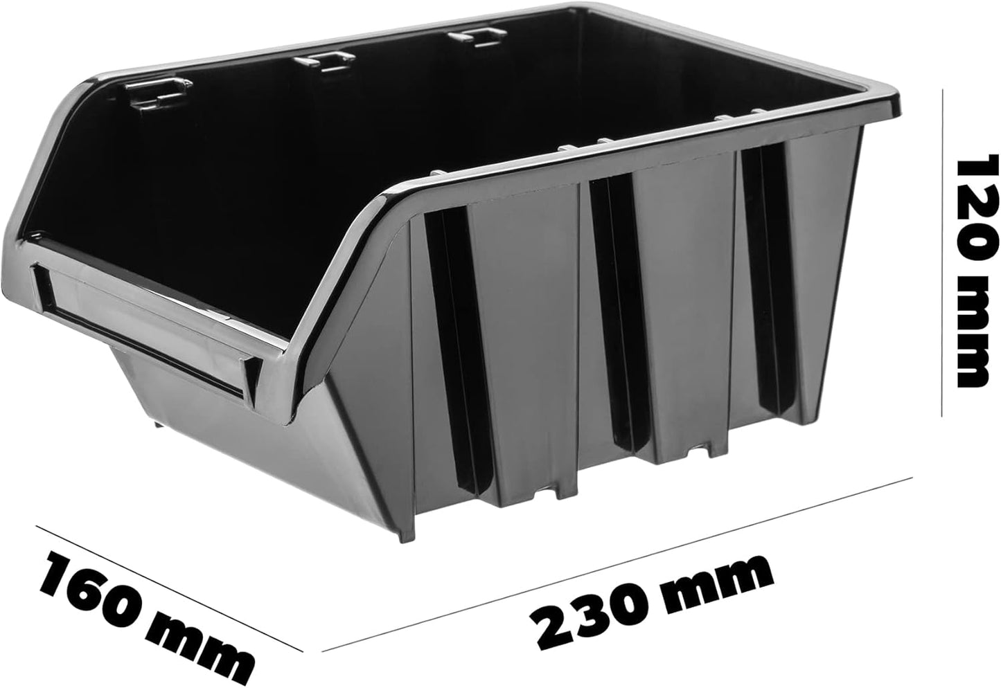Werkstatt-Stapelkisten, 10 Stück, 230x160mm, 230x160mm Schwarz 10 Stück