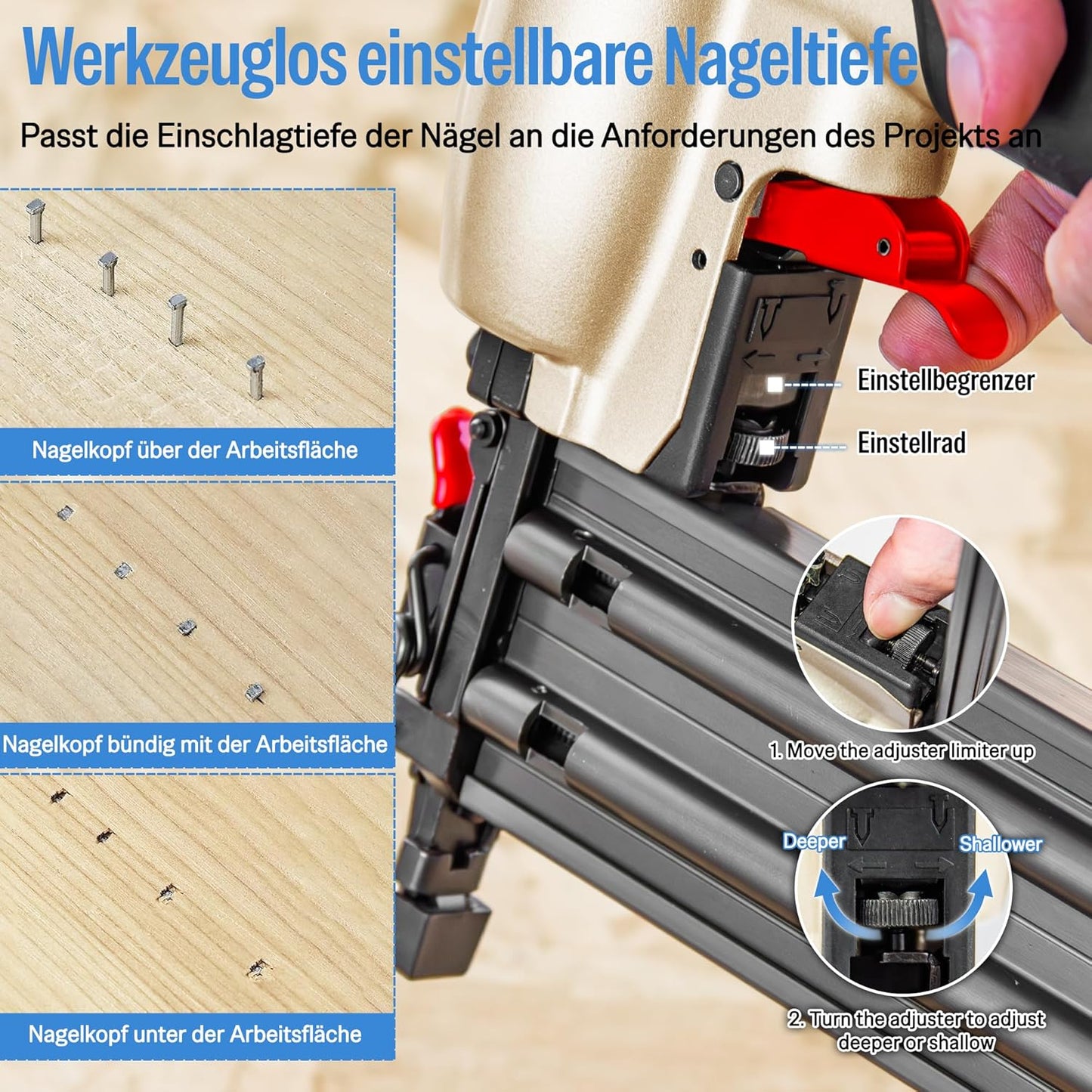 Druckluft-Nagelpistole F50C mit Sicherheitsnase, F50C