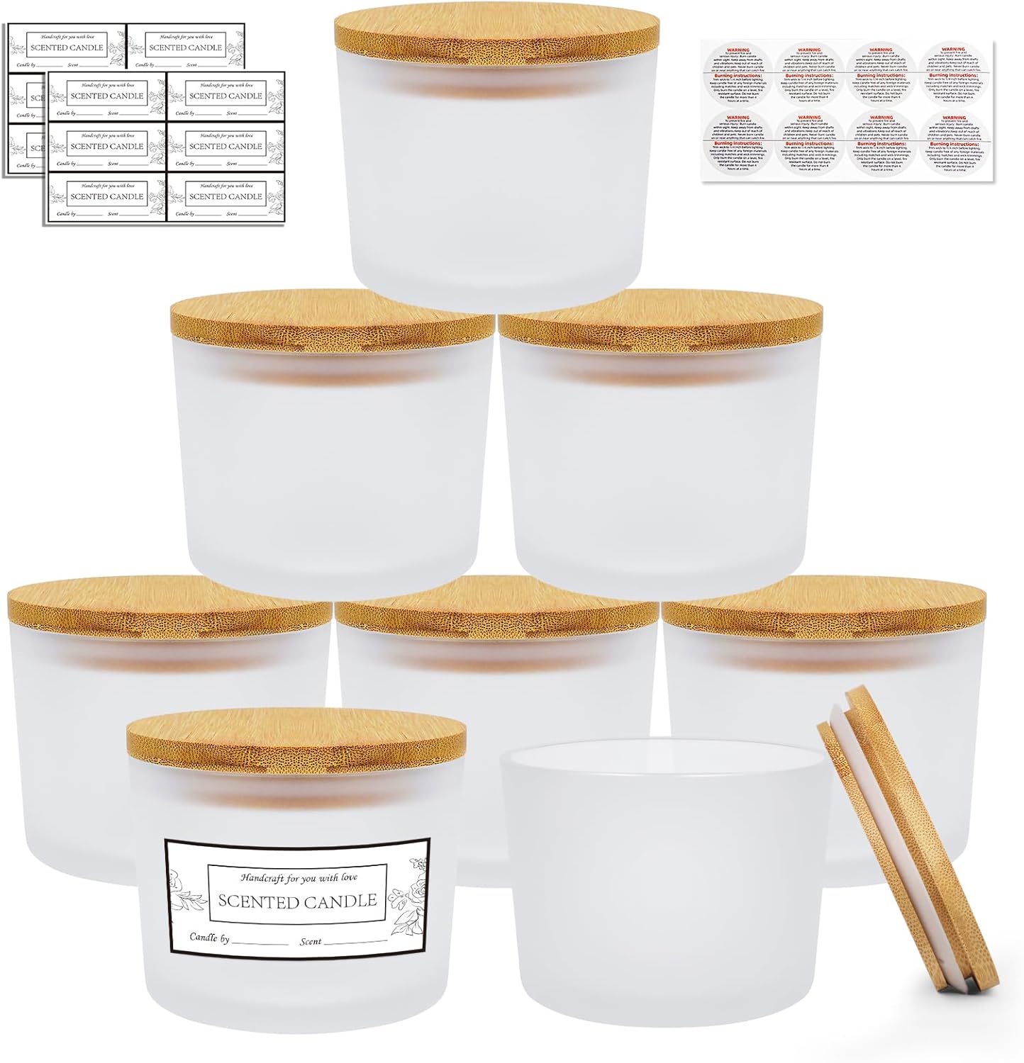 8er-Set Kerzengläser für die Kerzenherstellung, Milchglas-340 Ml