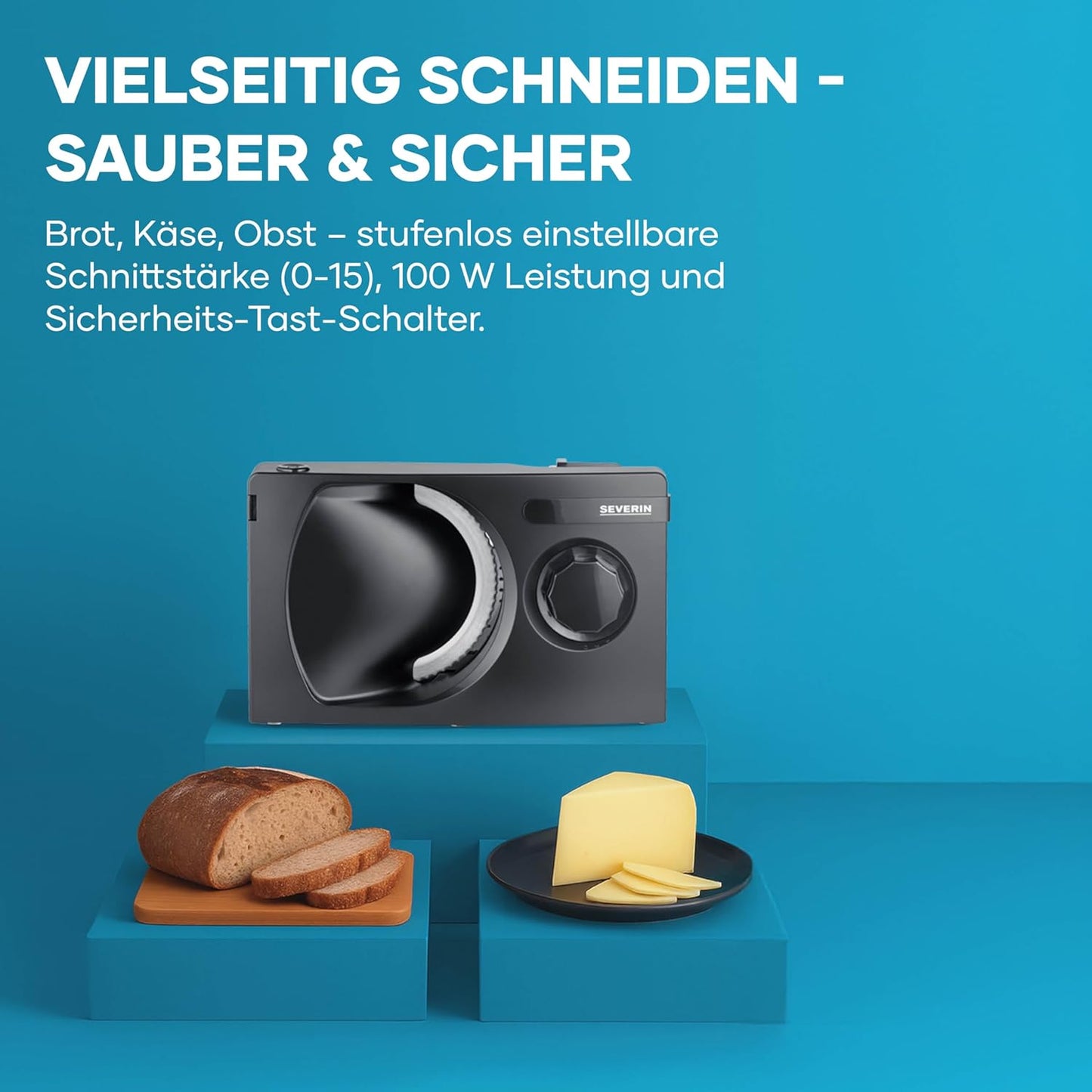 Klappbarer Allesschneider, Schwarz bis 15 mm, klappbar