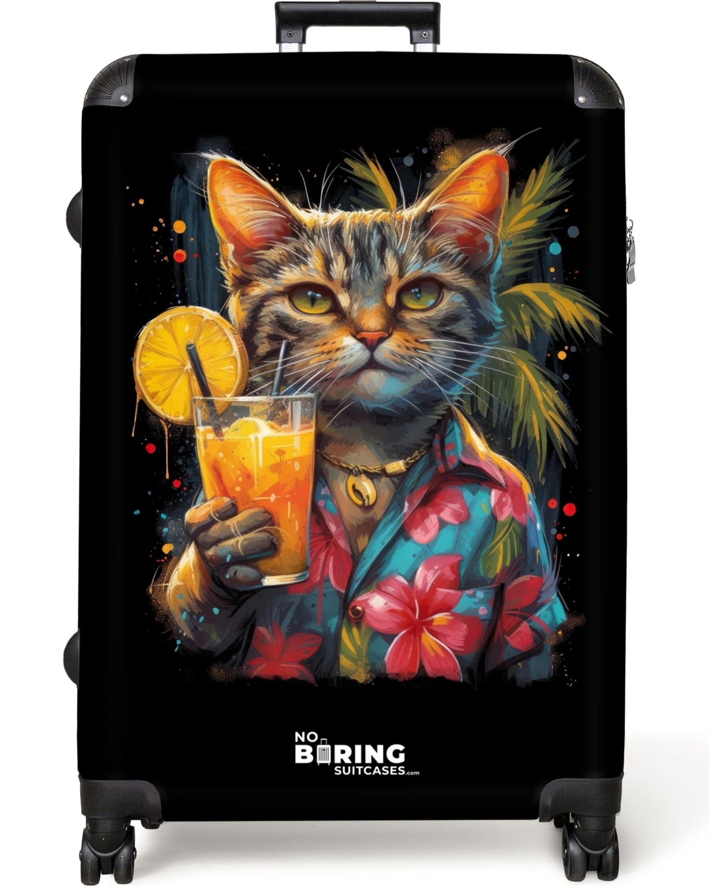 Grosser Hartschalen-Reisekoffer mit Rollen (77cm), Katze Tropisch Grösse XL