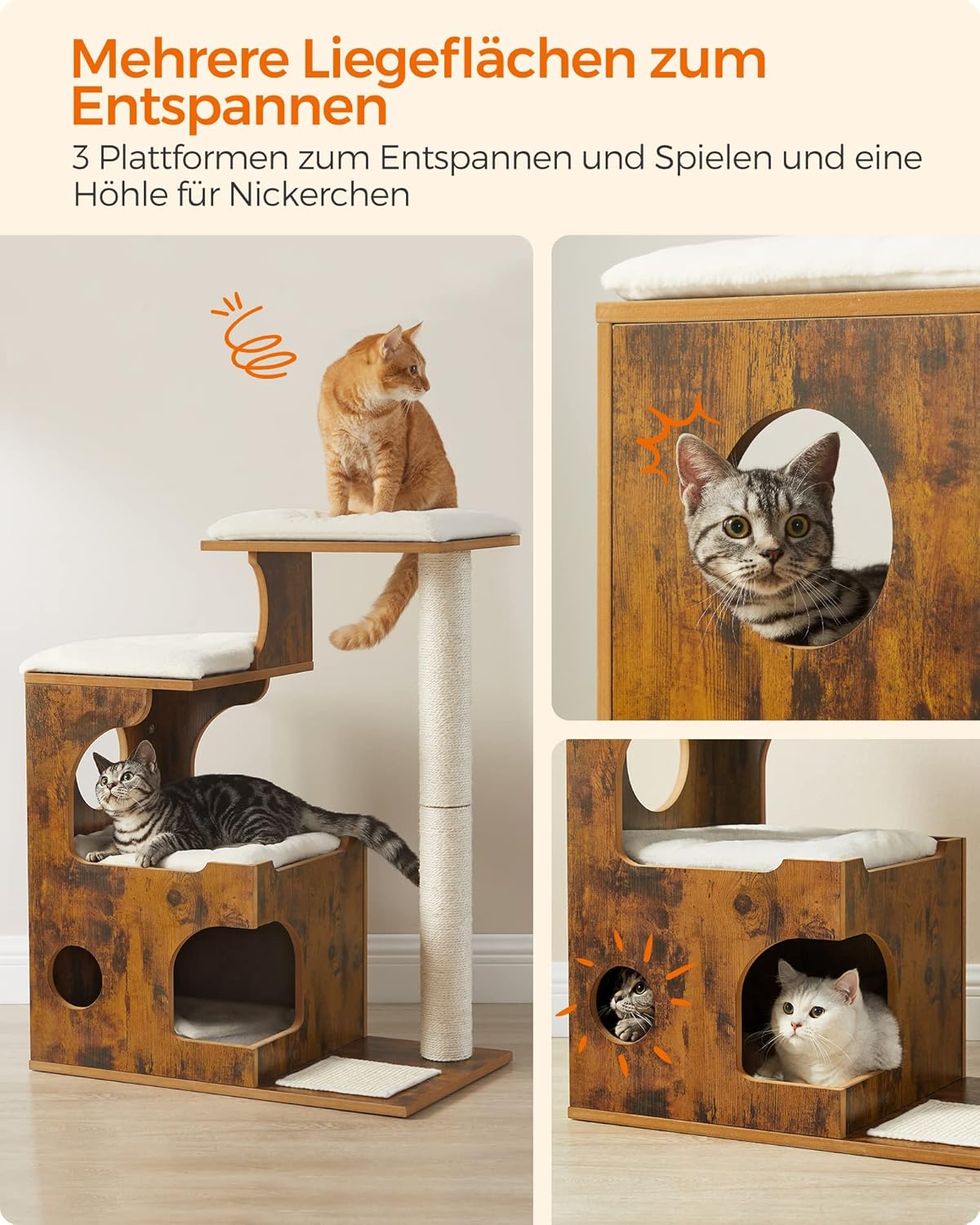 Kratzbaum Sila mit Höhle und Liegeflächen, vintagebraun