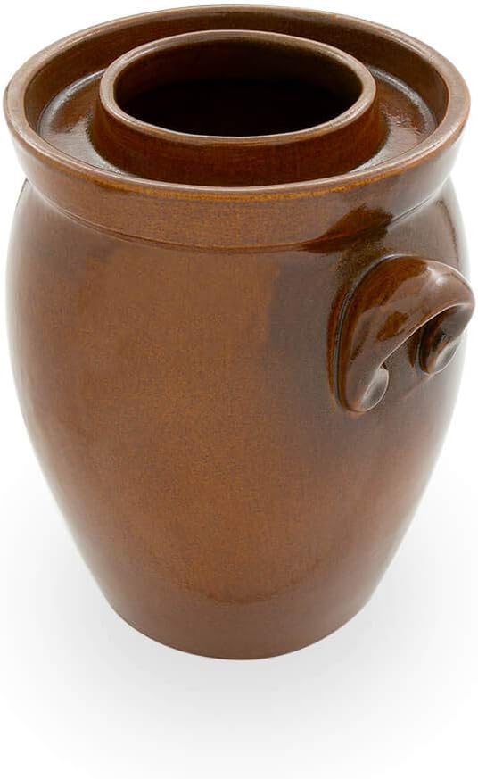 Gärtopf aus Keramik mit Deckel und Stein (7 Liter)