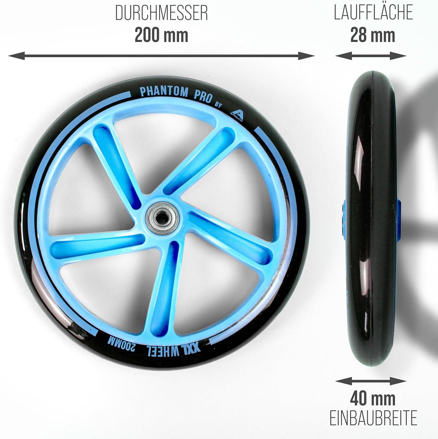 City Scooter Ersatzräderset, Ersatzräder 200mm - BLAU