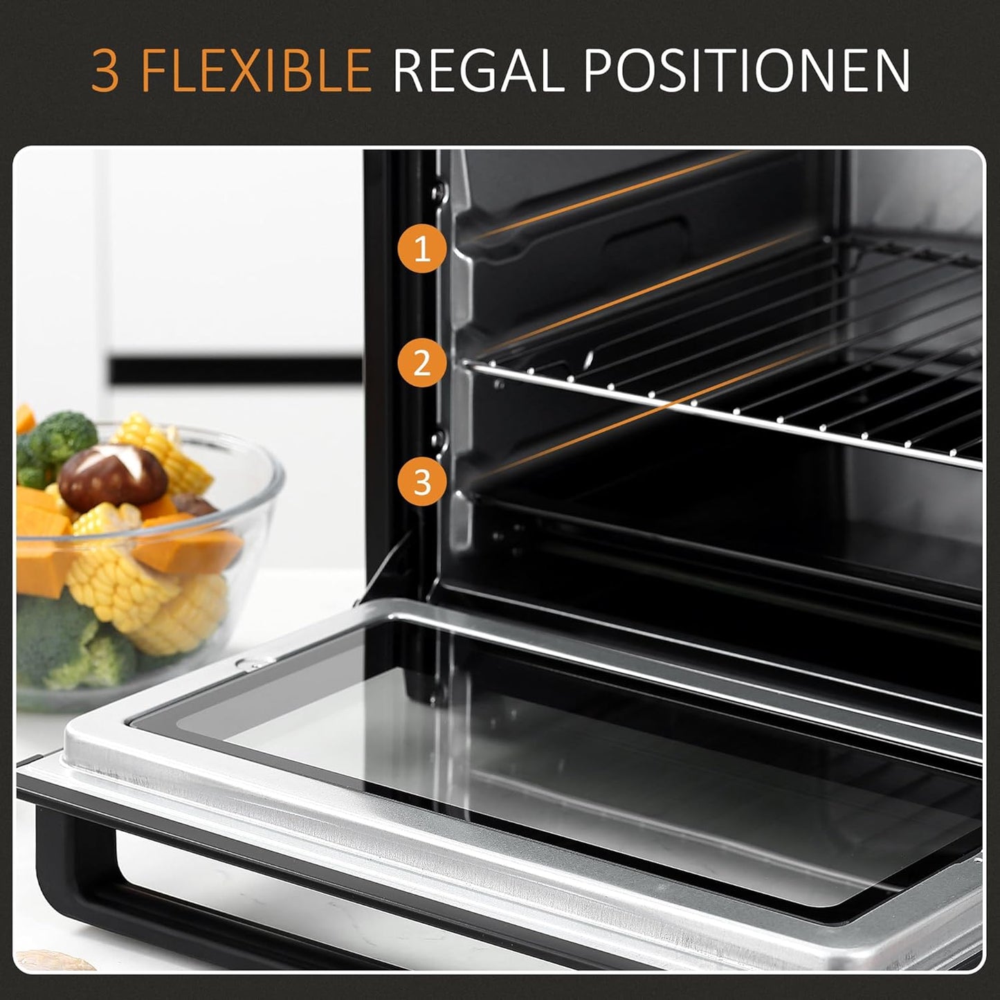 Mini-Backofen mit Timer und 3 Kochmodi, Schwarz