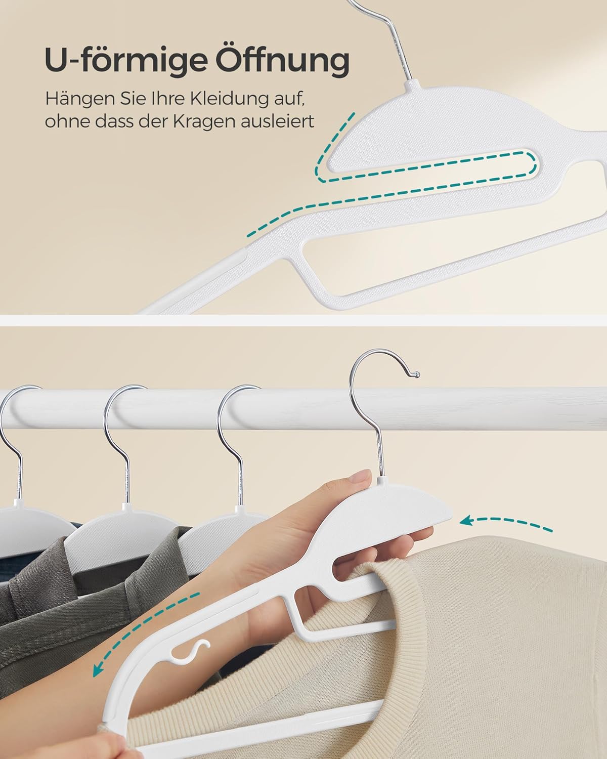 Kleiderbügel-Set mit U-Öffnung (50 Stück), Weiss 50 Stück
