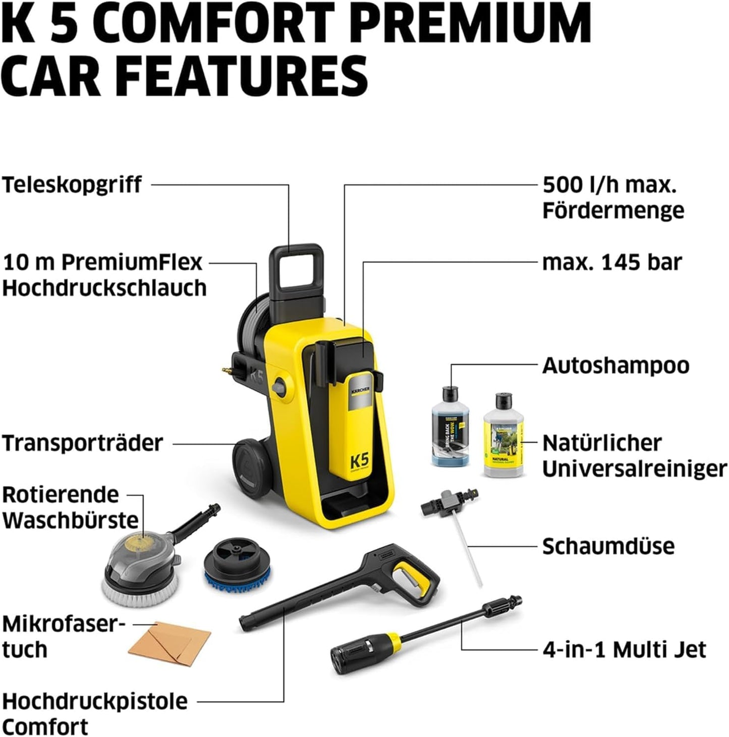 Hochdruckreiniger K 5 Comfort Premium mit Car Kit, K 5 Comfort Premium mit Car-Kit