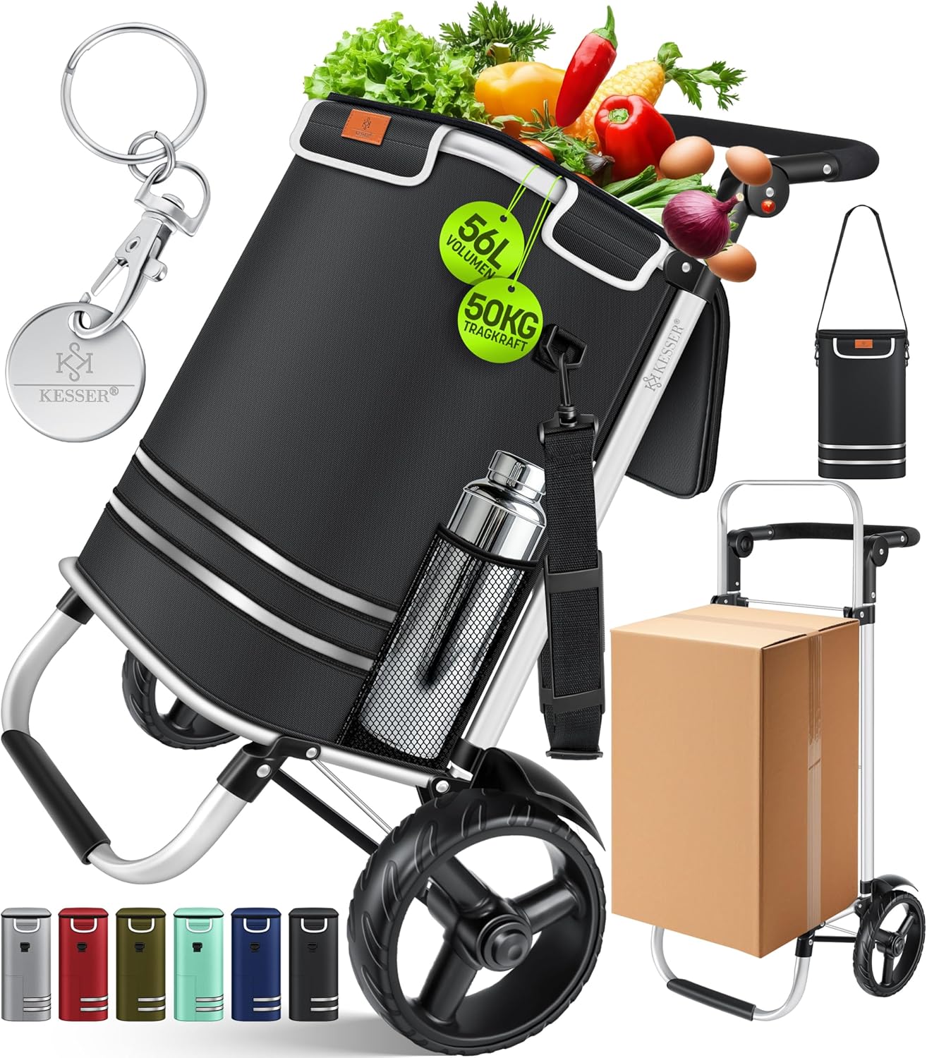 Einkaufstrolley mit Treppensteiger, Schwarz