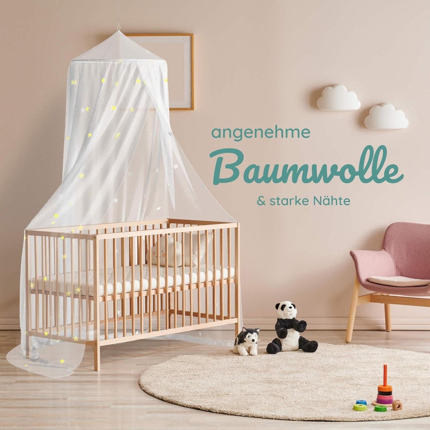 Baldachin für das Kinderzimmer, Transparent mit Sternen