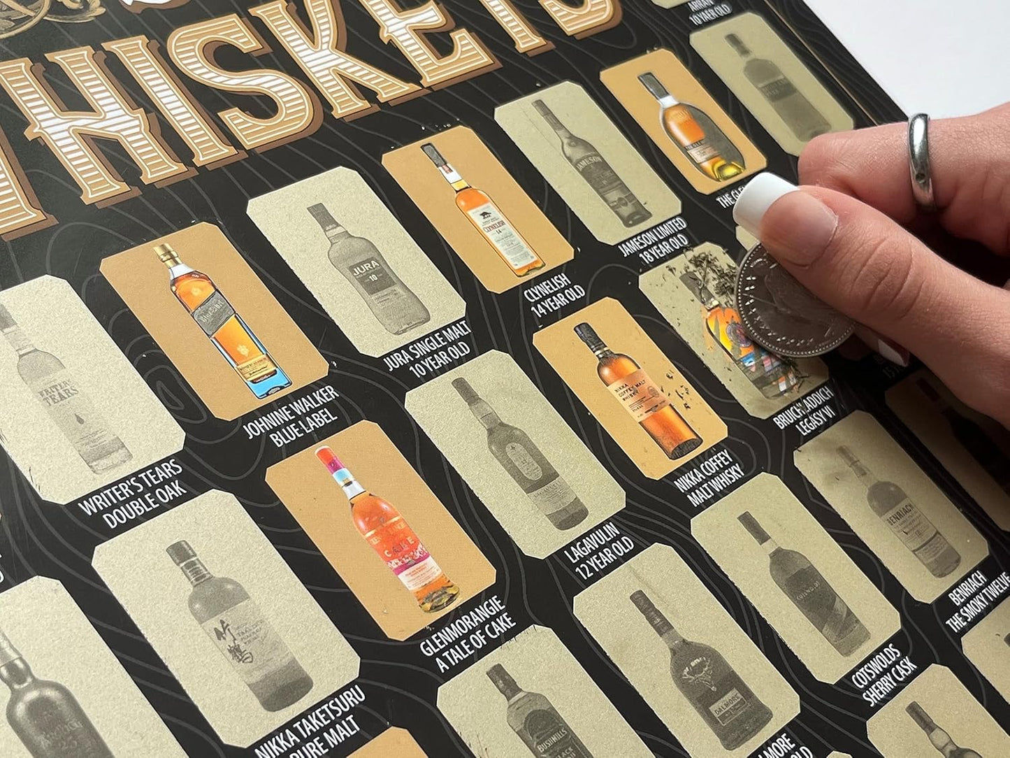 Whiskeys Rubbelposter mit 50 Top-Sorten