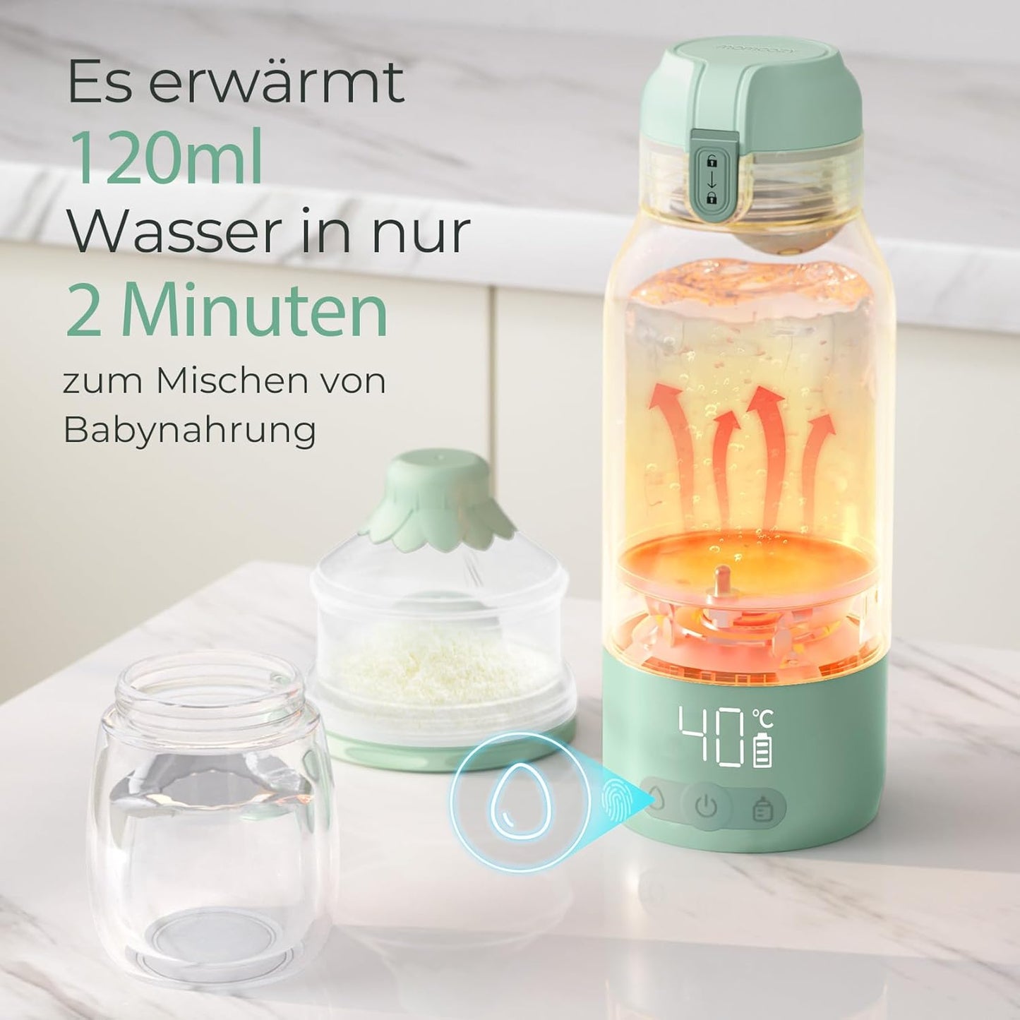 Tragbarer Flaschenwärmer, Grün