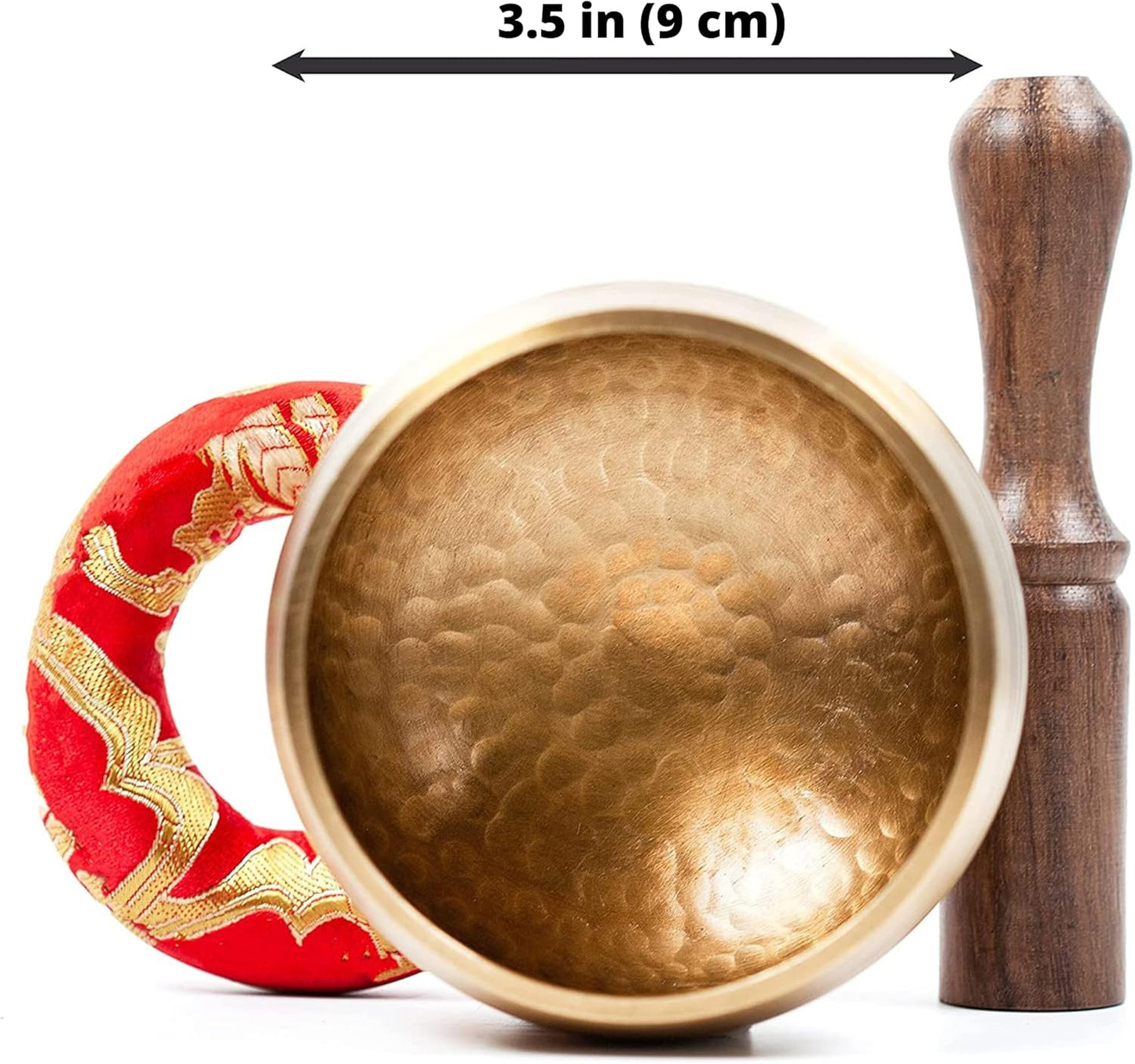 Tibetische Klangschale mit Schlägel, Gold – 3,5 Zoll