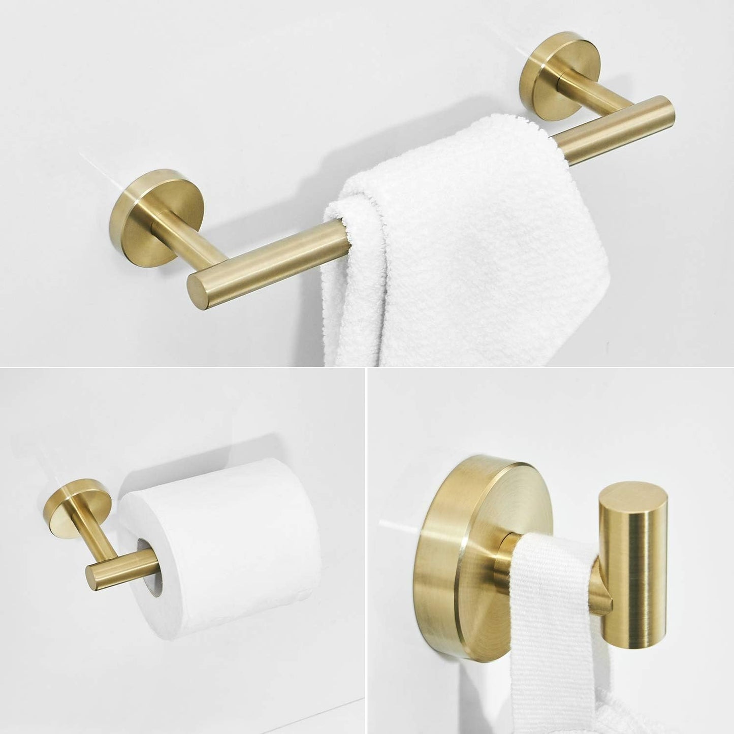 3-teiliges Badezimmerzubehör-Set, Gold Gebürstet