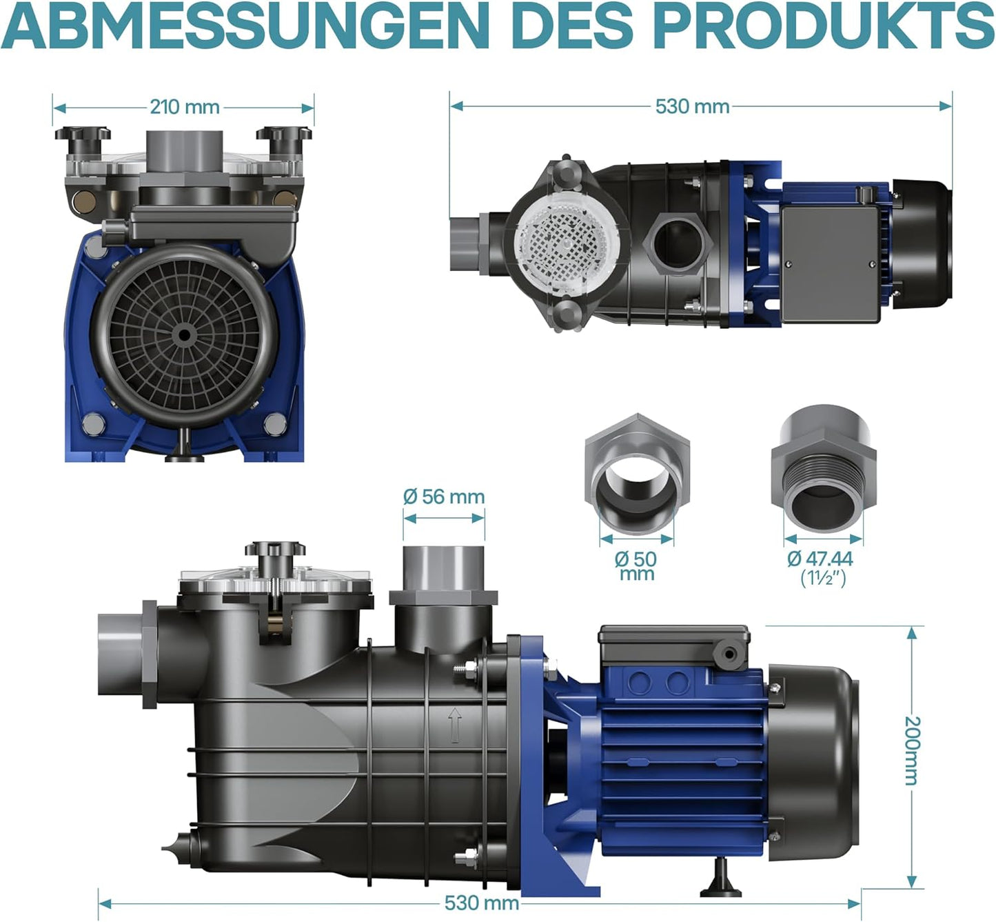 Schwimmbadpumpe, 17700 l/h 1100 W