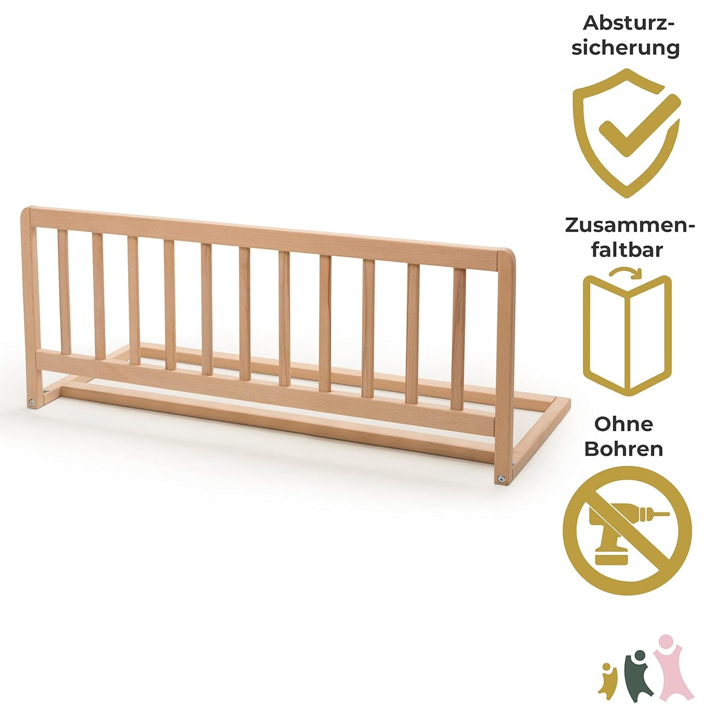 2110 Bettschutzgitter, Natur ; 90 cm (1er Pack)