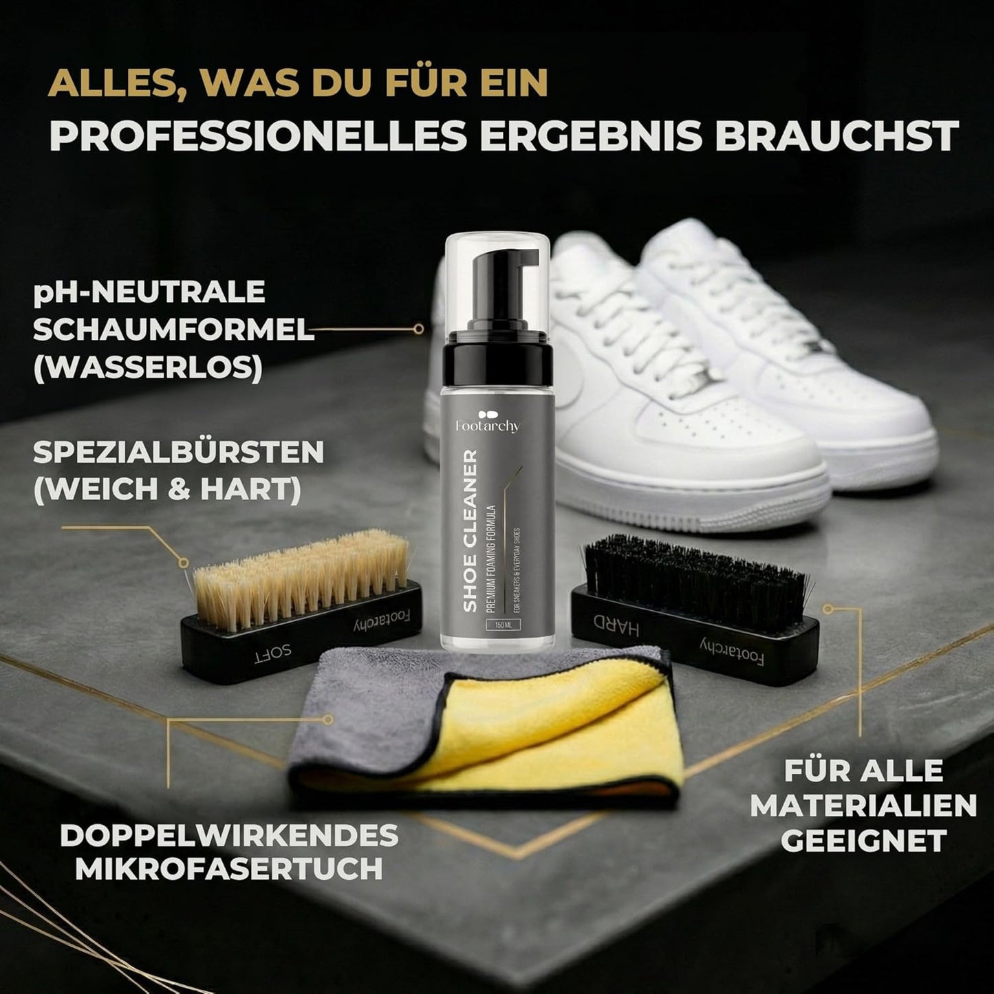 Sneaker-Cleaner-Set mit Bürsten & Mikrofasertuch