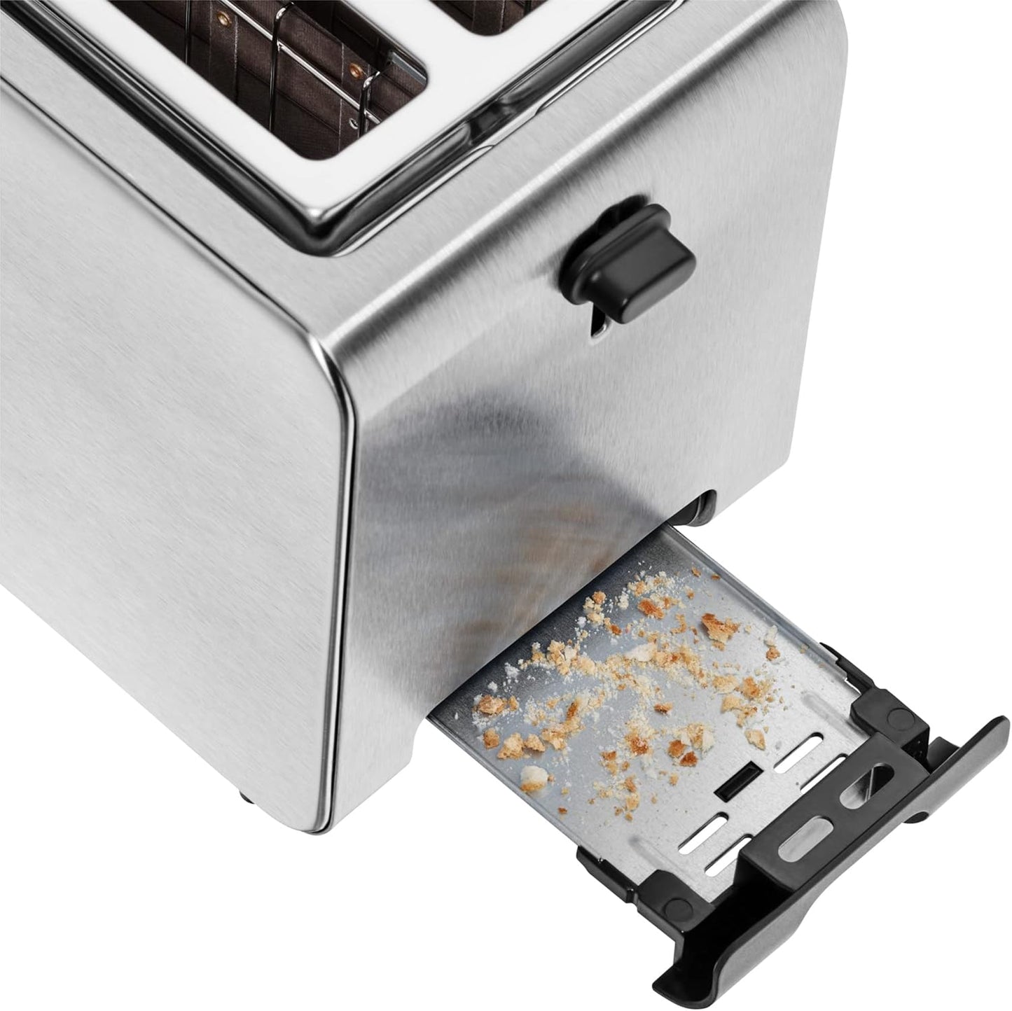 Toaster mit Brötchenaufsatz und Bagel-Funktion, Stelio - 2 Scheiben - Edelstahl matt - Doppelschlitz