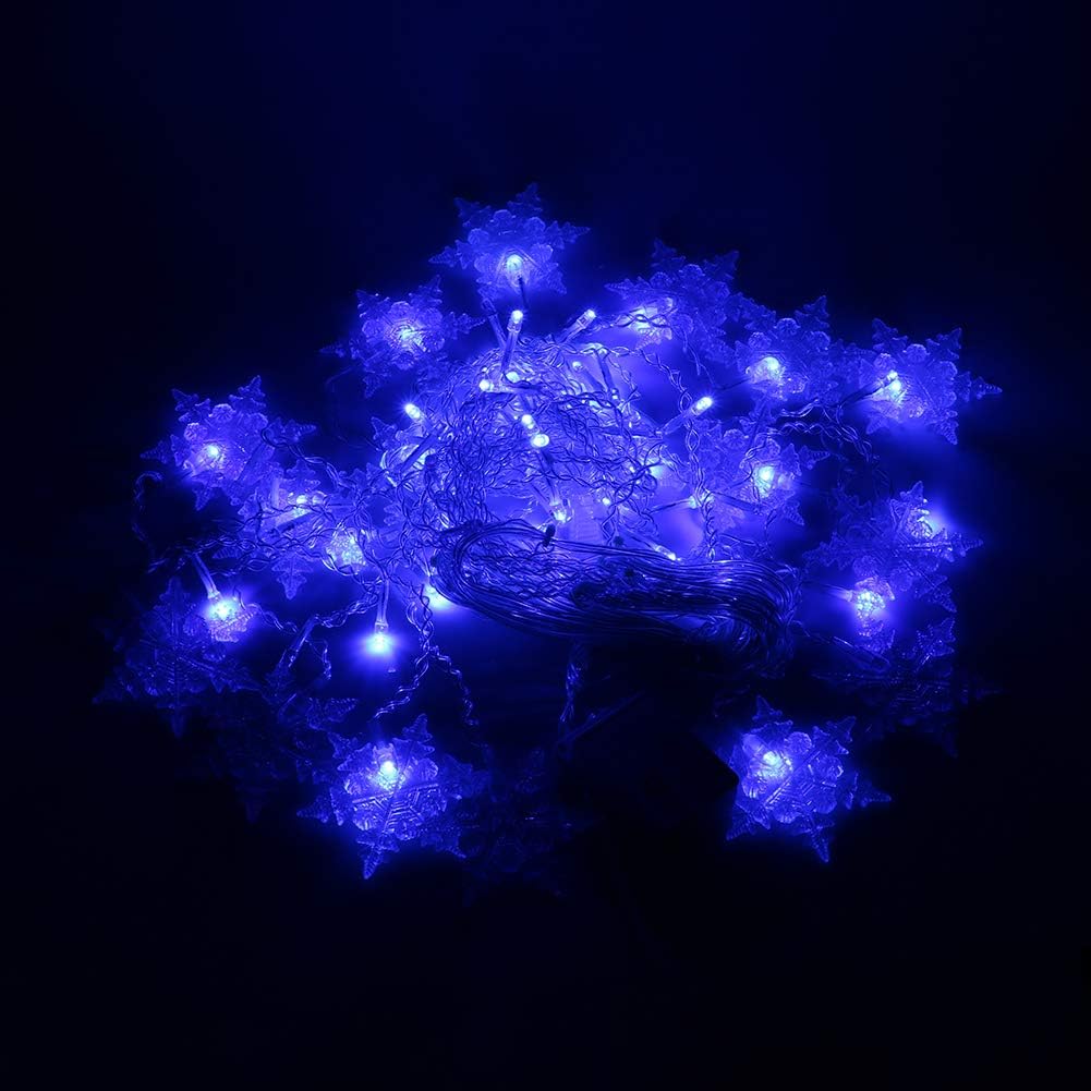 LED Lichterkette Schneeflockenvorhang mit 8 Modi & 96 LEDs, Blau