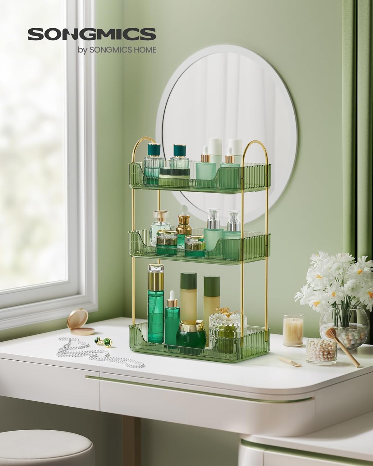 Make-up-Organizer mit 3 Ebenen, Hellgrün