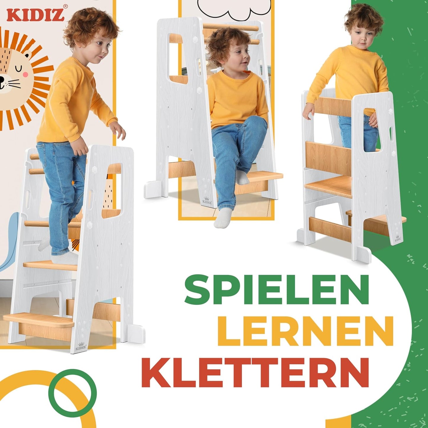 Lernturm mit Lernuhr, höhenverstellbar, Weiss & Kiefer