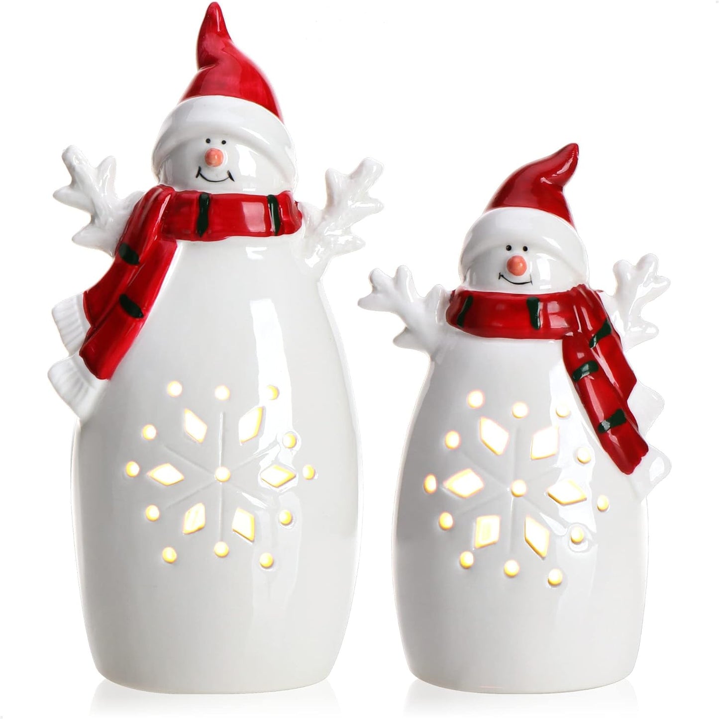 2-teiliges LED-Schneemann Weihnachtsfiguren-Set mit Timer, 02 Stück - Schneemann - Timer