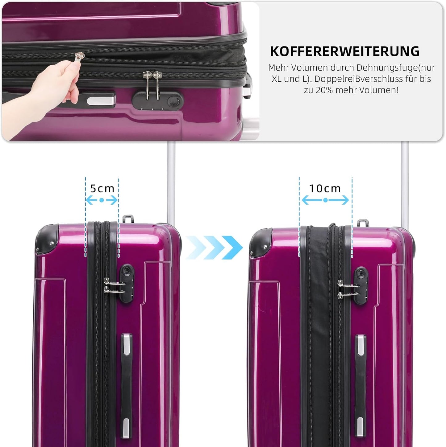 Hartschalen-Reisekoffer (70L), Lila 66cm - 70L
