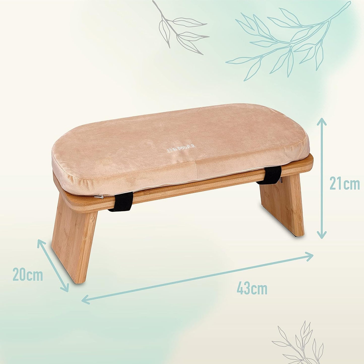 Klappbare Yoga- und Meditationsbank, Beigefarbenes Kissen + Bank