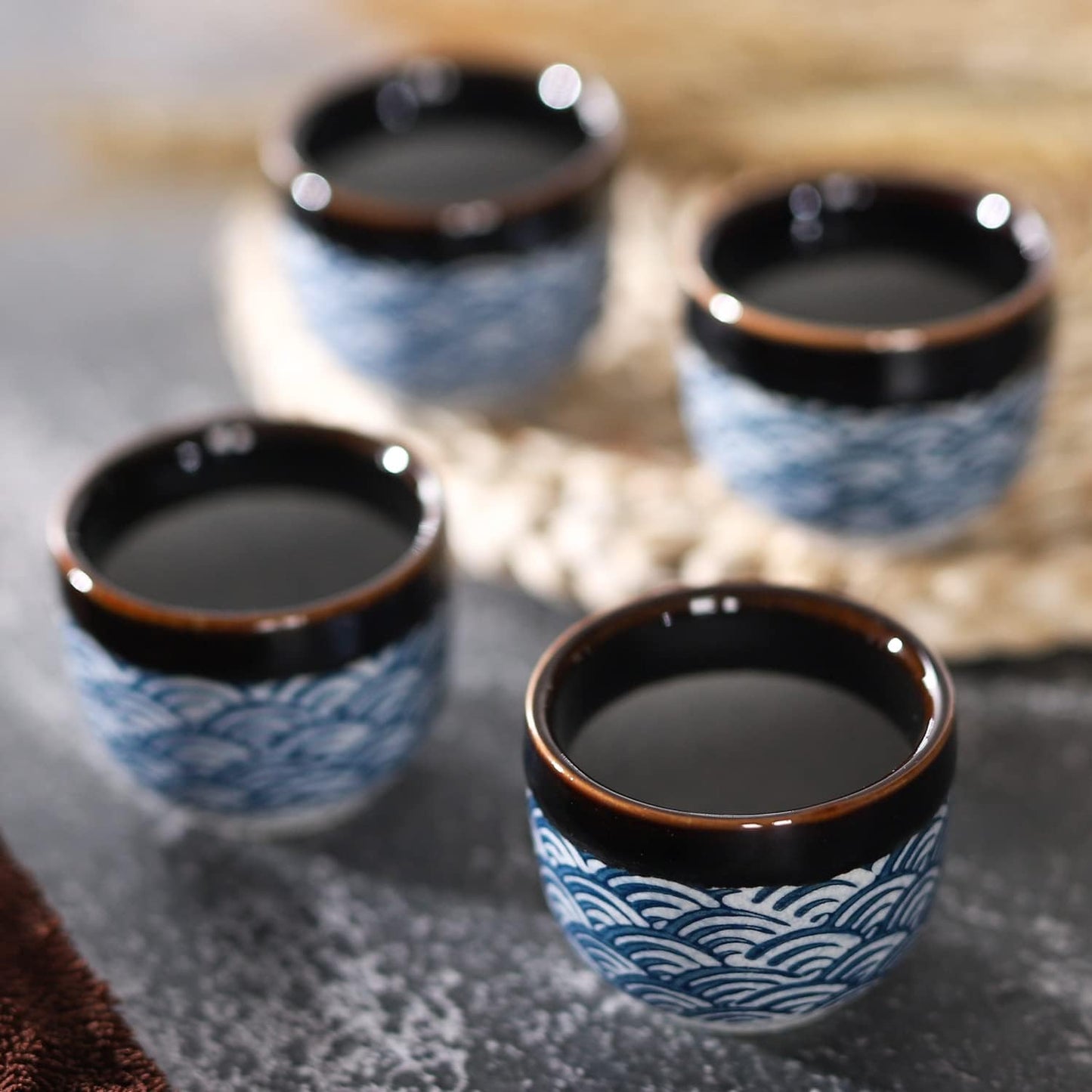 7-teiliges Sake-Set für heisse oder kalte Sake, Grau