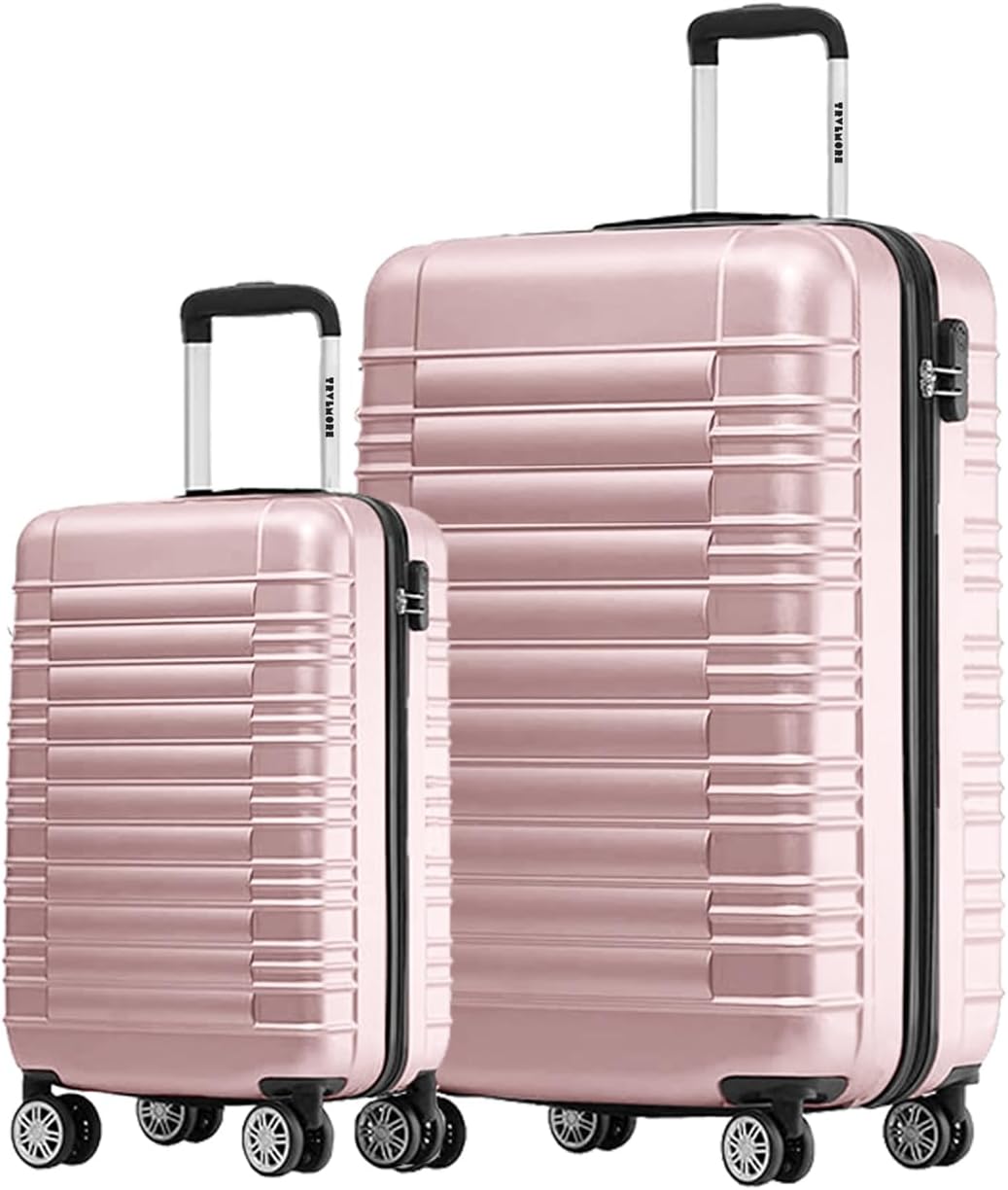 2-teiliges Kofferset mit Rollen, Small + Large Roségold