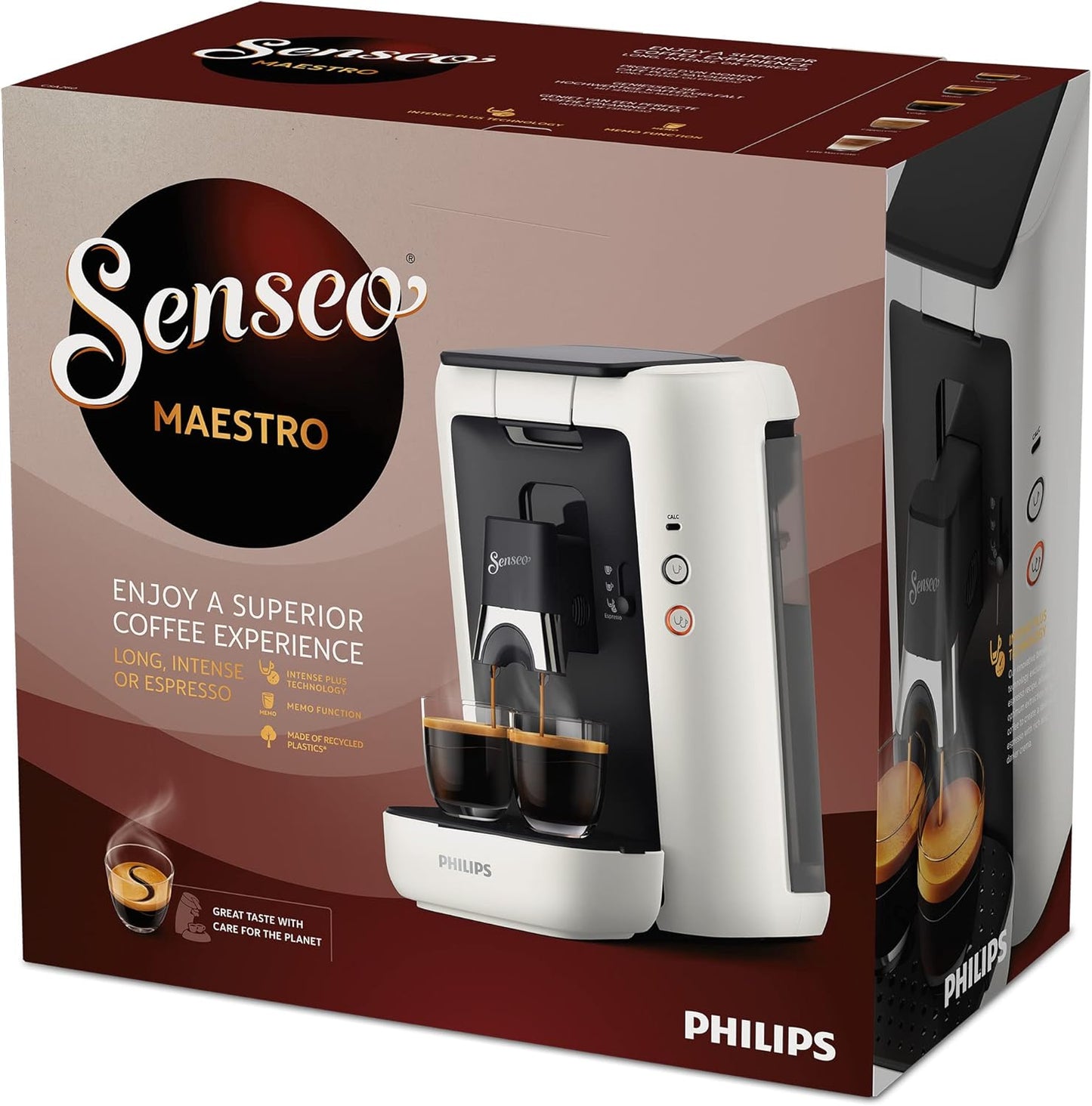 Senseo Maestro Kaffeepadmaschine mit Memo-Funktion, Weiss