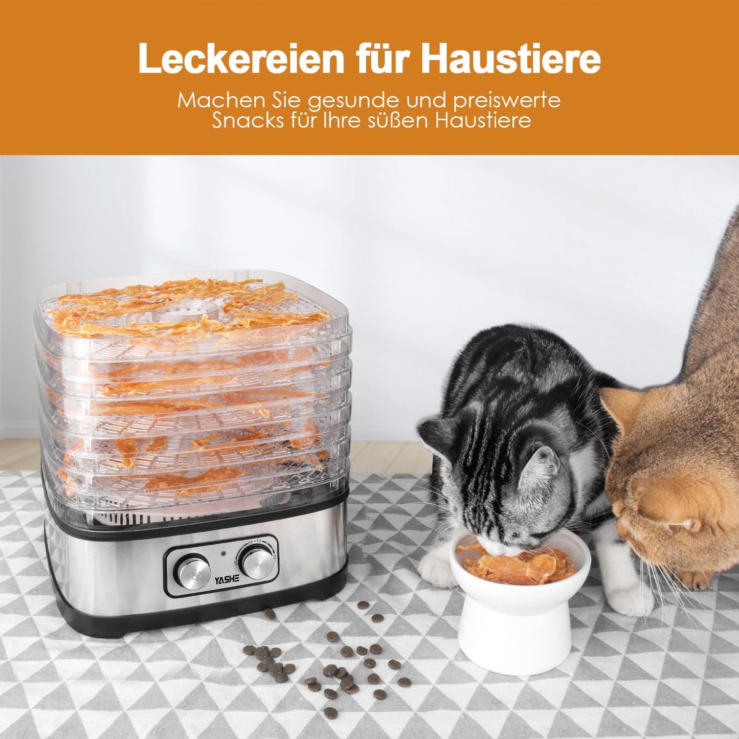 GGJ-261A Dörrautomat mit 5 höhenverstellbaren Tabletts, Knopfsteuerung 5 BPA-frei Tabletts