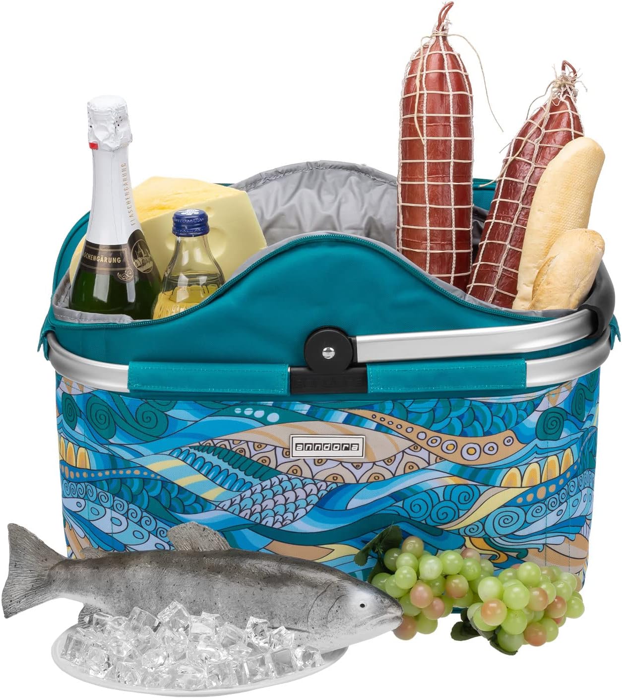 Isolier-Einkaufskorb für Picknick, Iso: Ocean Türkis