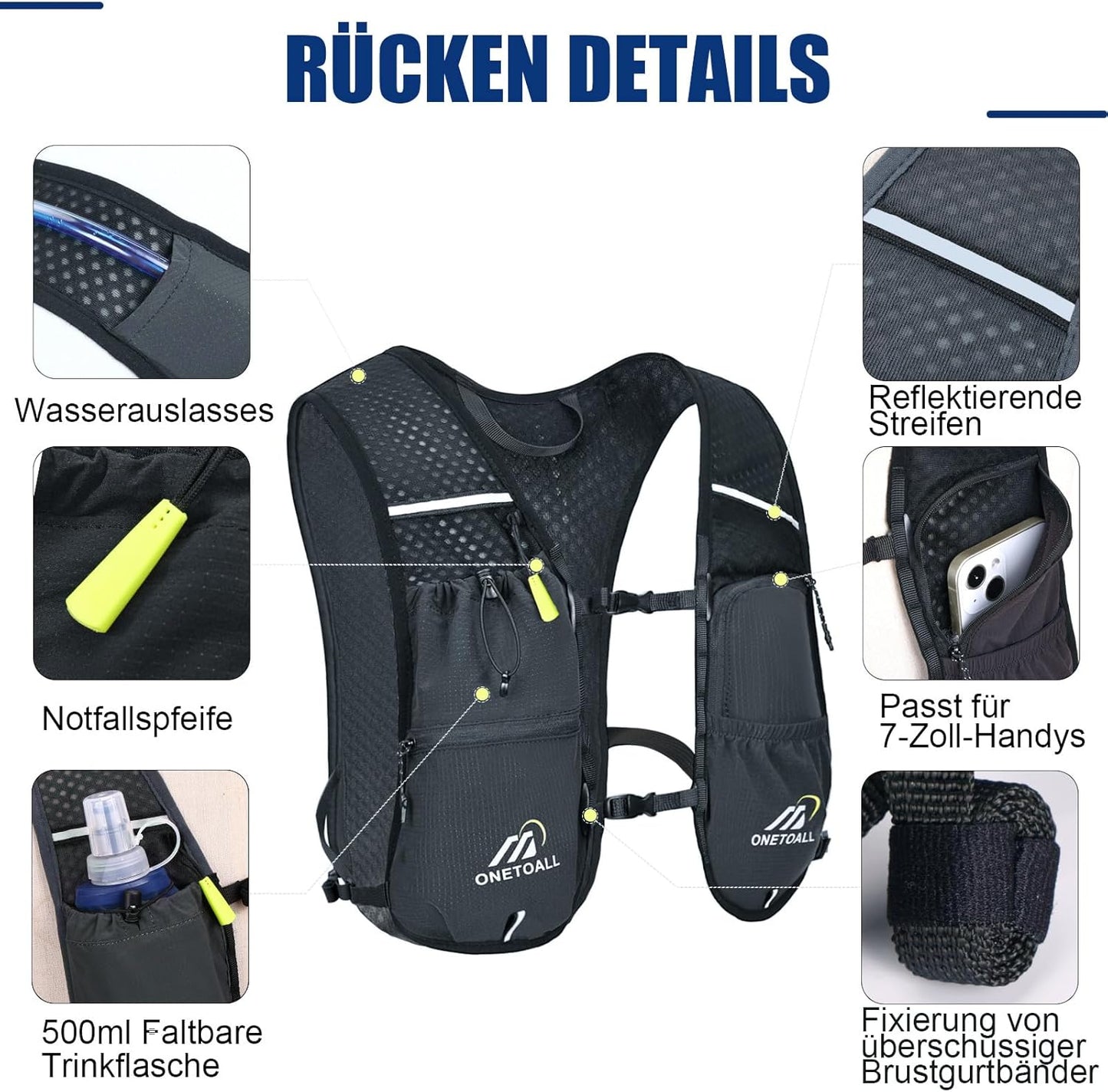Trinkrucksack mit Trinkblase, dunkelgrau mit trinkblase