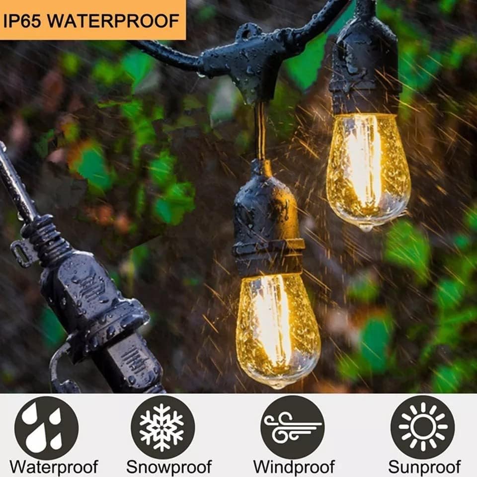 Outdoor Lichterkette mit 10 LED-Birnen, Schwarz-v(mit Lampen) 5M