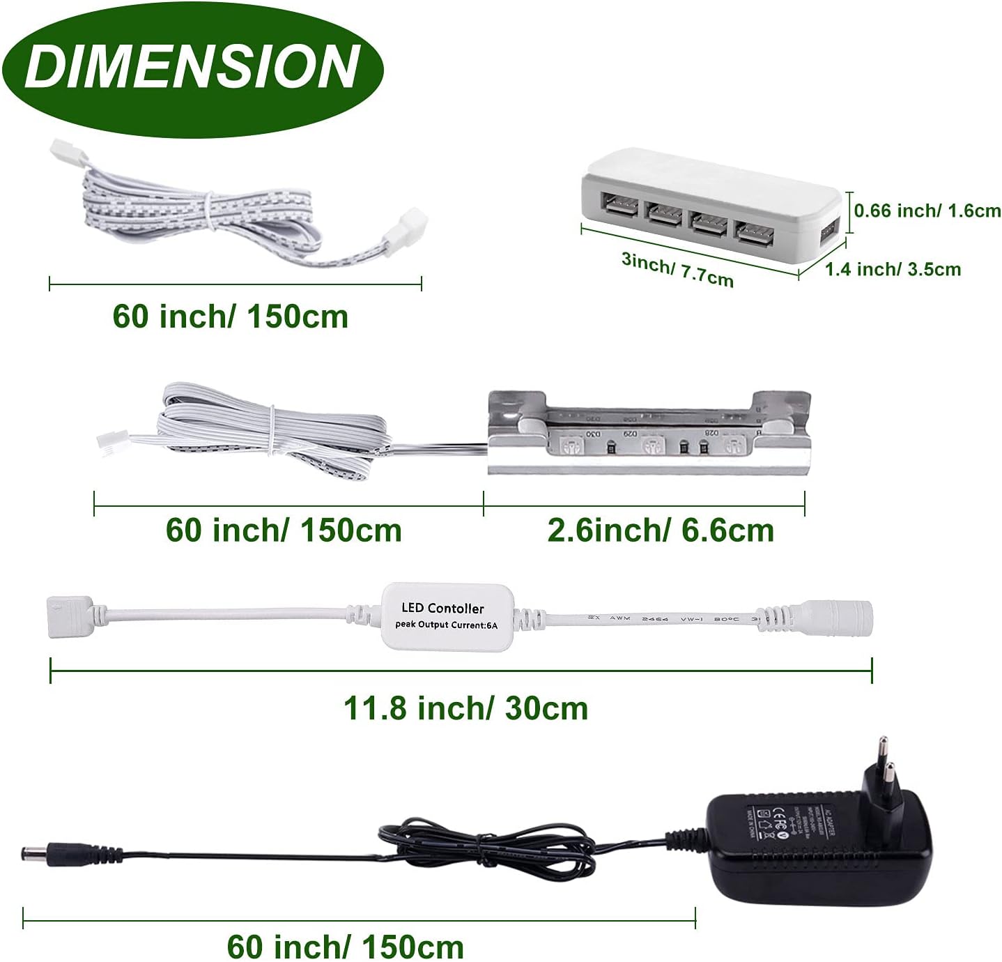 6er-Set LED-Glasbodenbeleuchtung, 6er Set