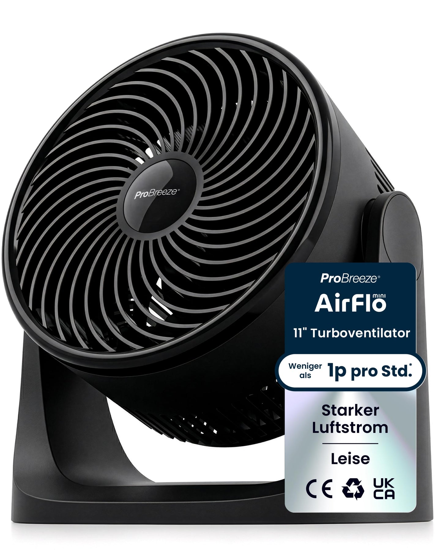 Mini Tischventilator mit 3 Stufen, Schwarz