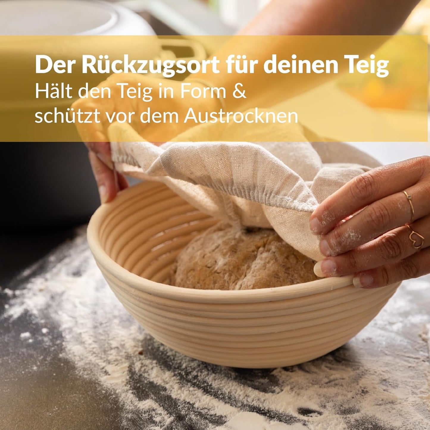 Gusseisen-Brottopf mit Gärkorb, 4.7L Rund