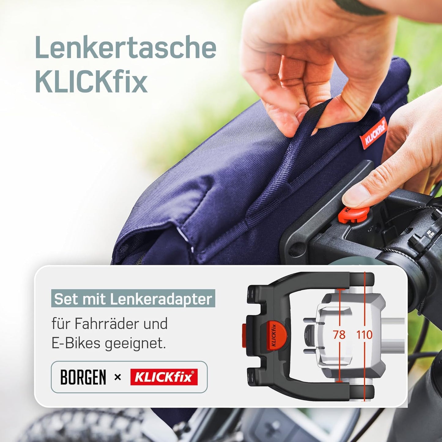 Lenkertasche KLICKfix, Mit Adapter, Blau