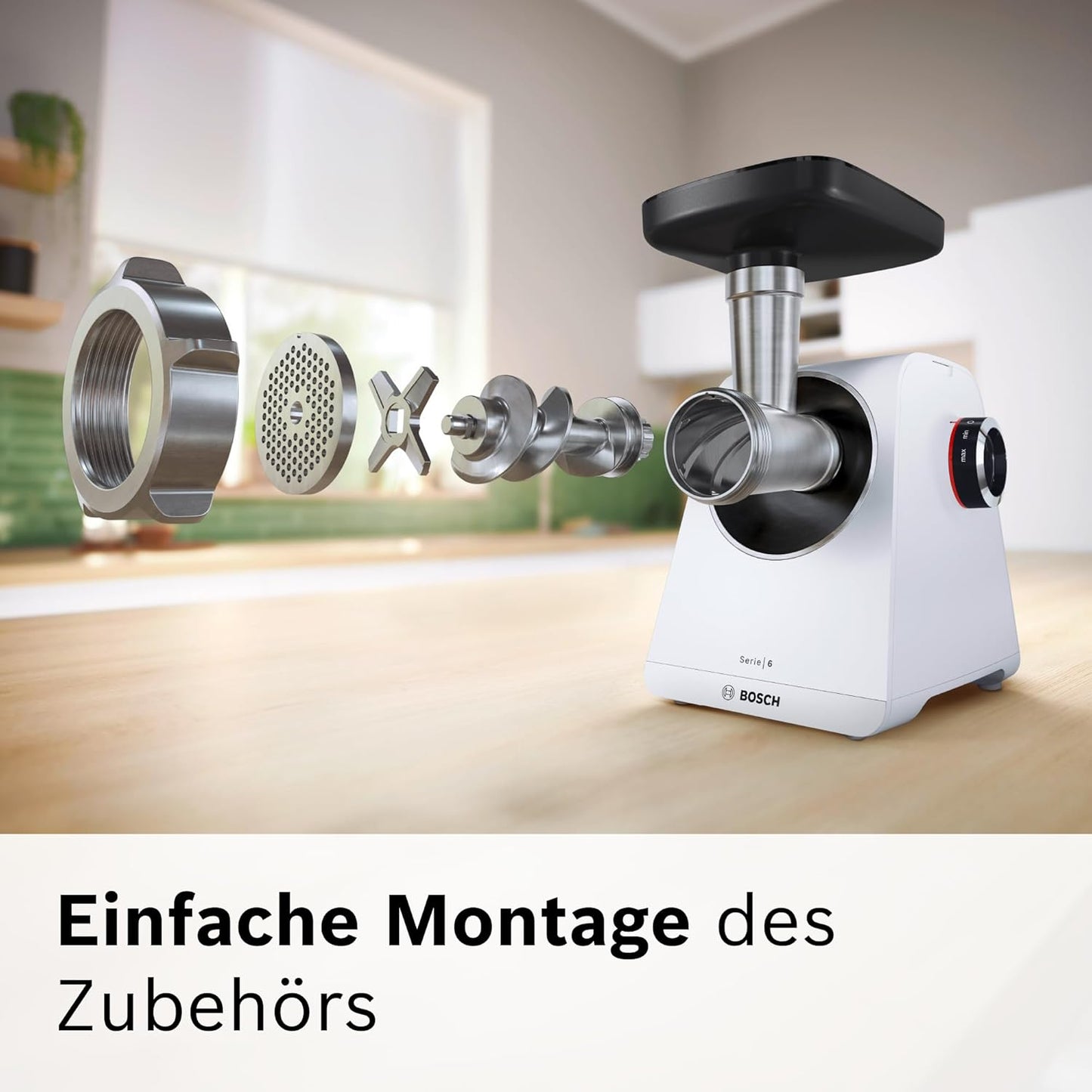 MultiPower Serie 6 Fleischwolf mit Kebbe- und Wurst-Aufsatz, Weiß