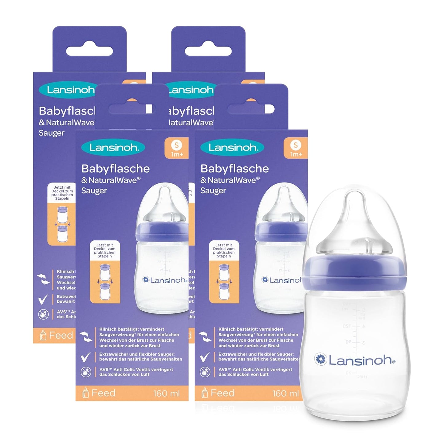 4er-Set Babyflaschen mit NaturalWave Sauger