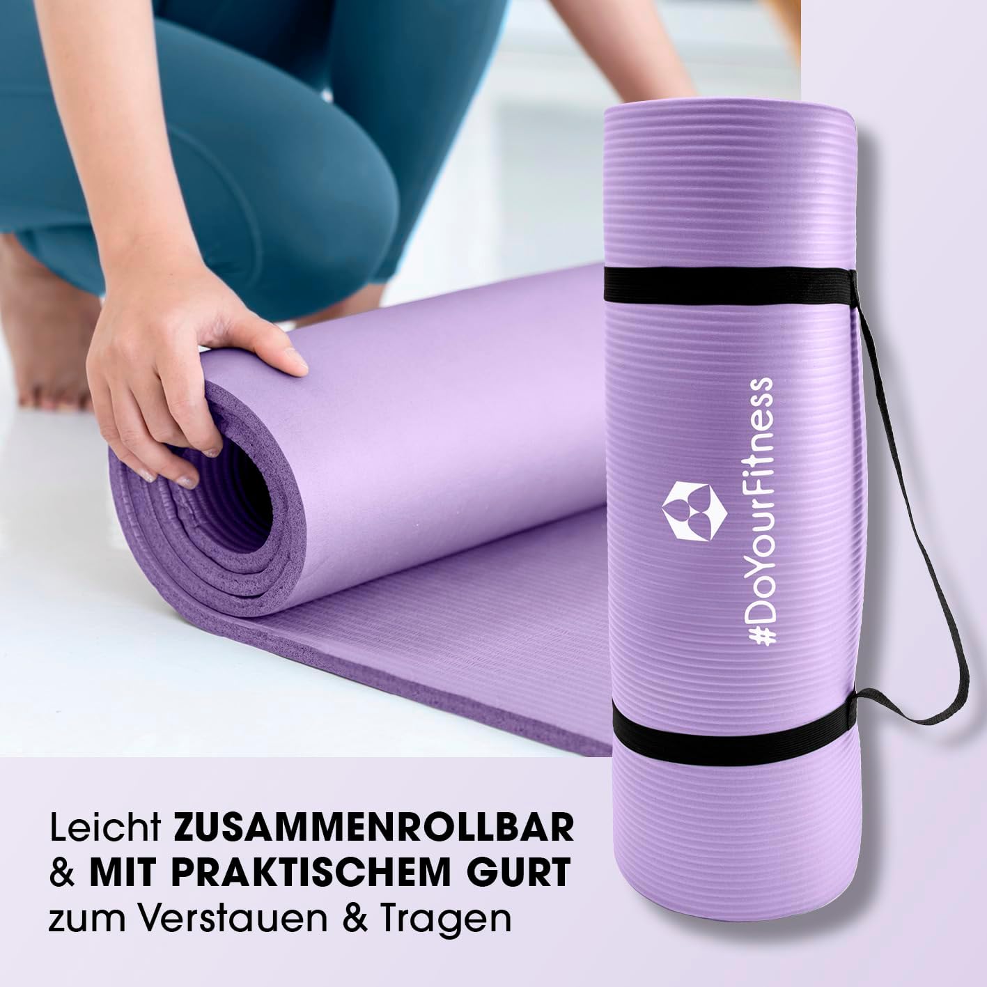 Gelenkschonende Fitnessmatte für Indoor/Outdoor (183x61cm), 183 x 61 x 1,5 cm Violett