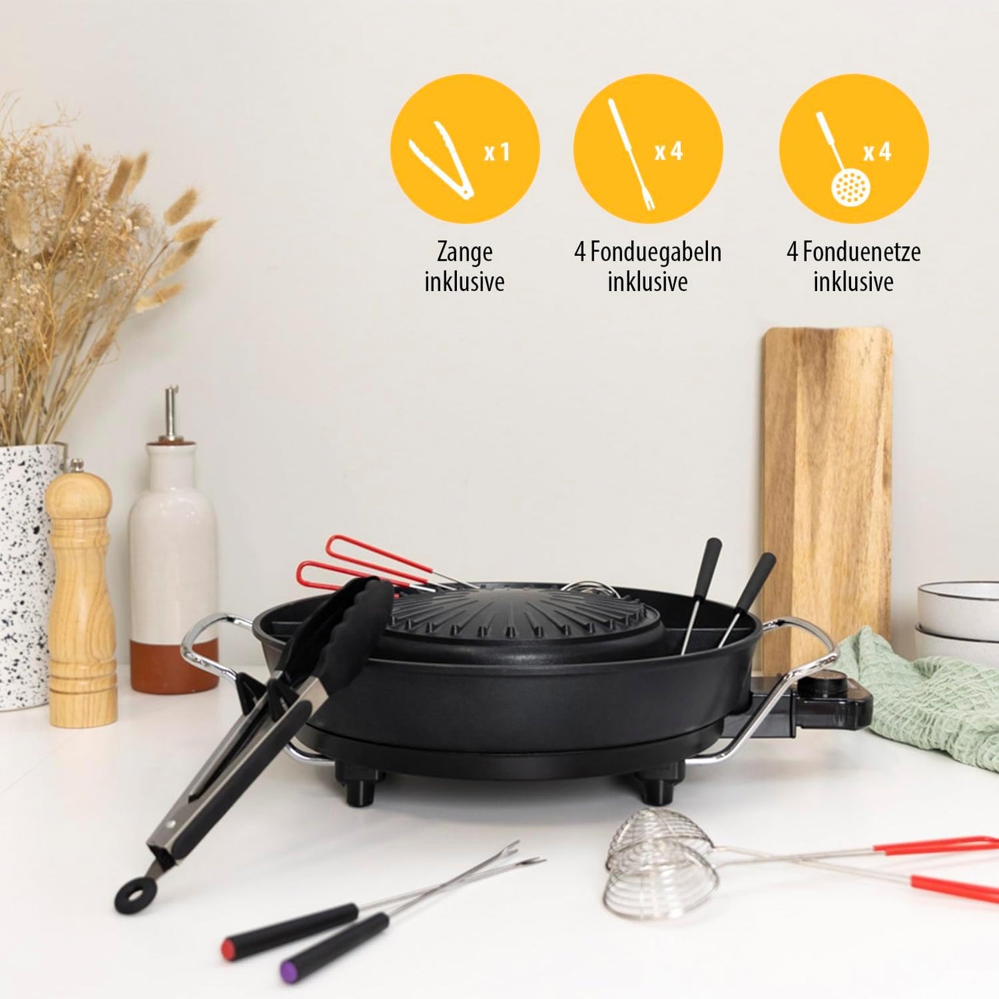 PZ-9131 - Koreanischer Grill & Hot Pot für 4 Personen, Koreanischer Hot Pot & Grill 36 cm ⌀