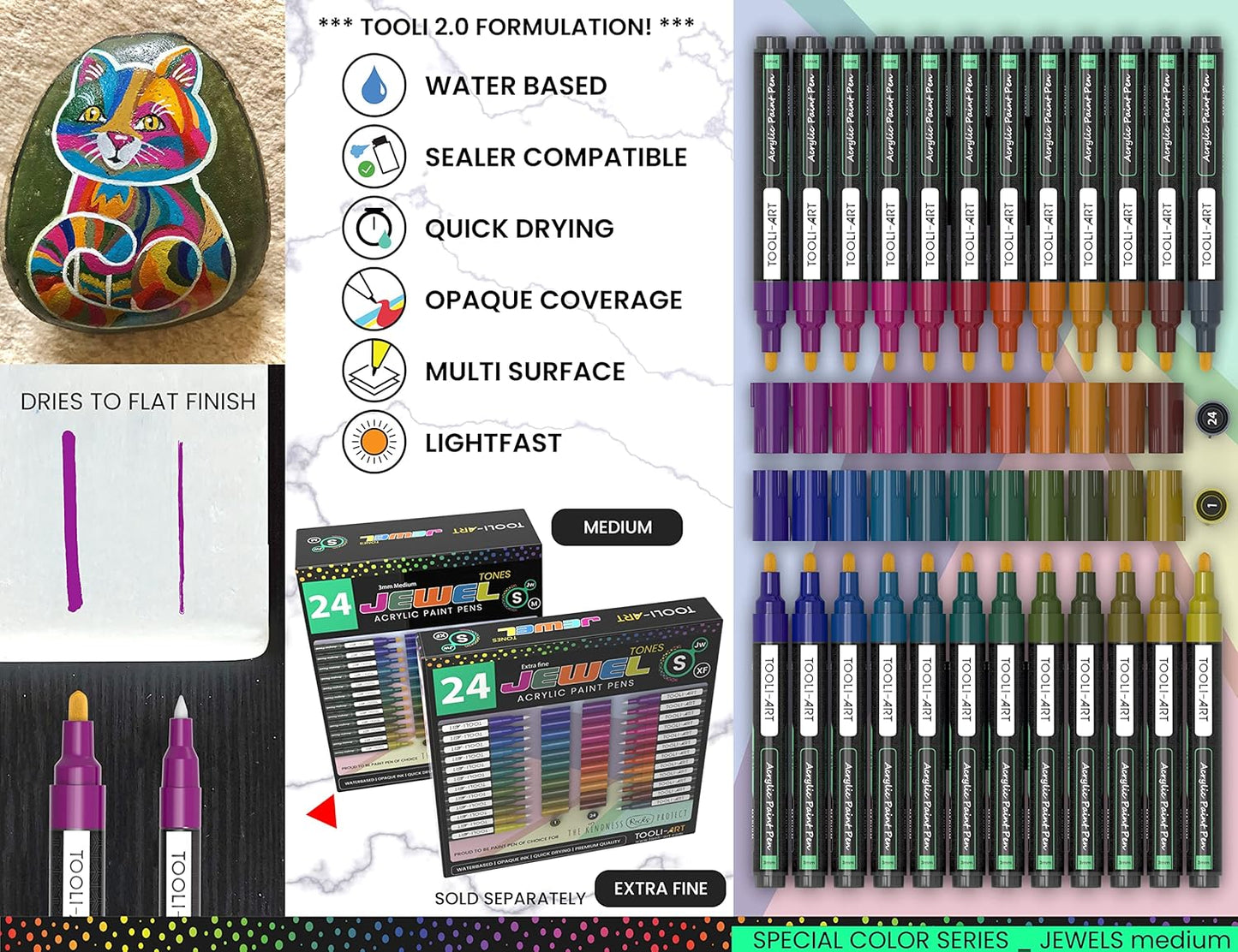 Juwel Mittel Acrylstifte Set für Steinmalerei, JUWEL MITTEL