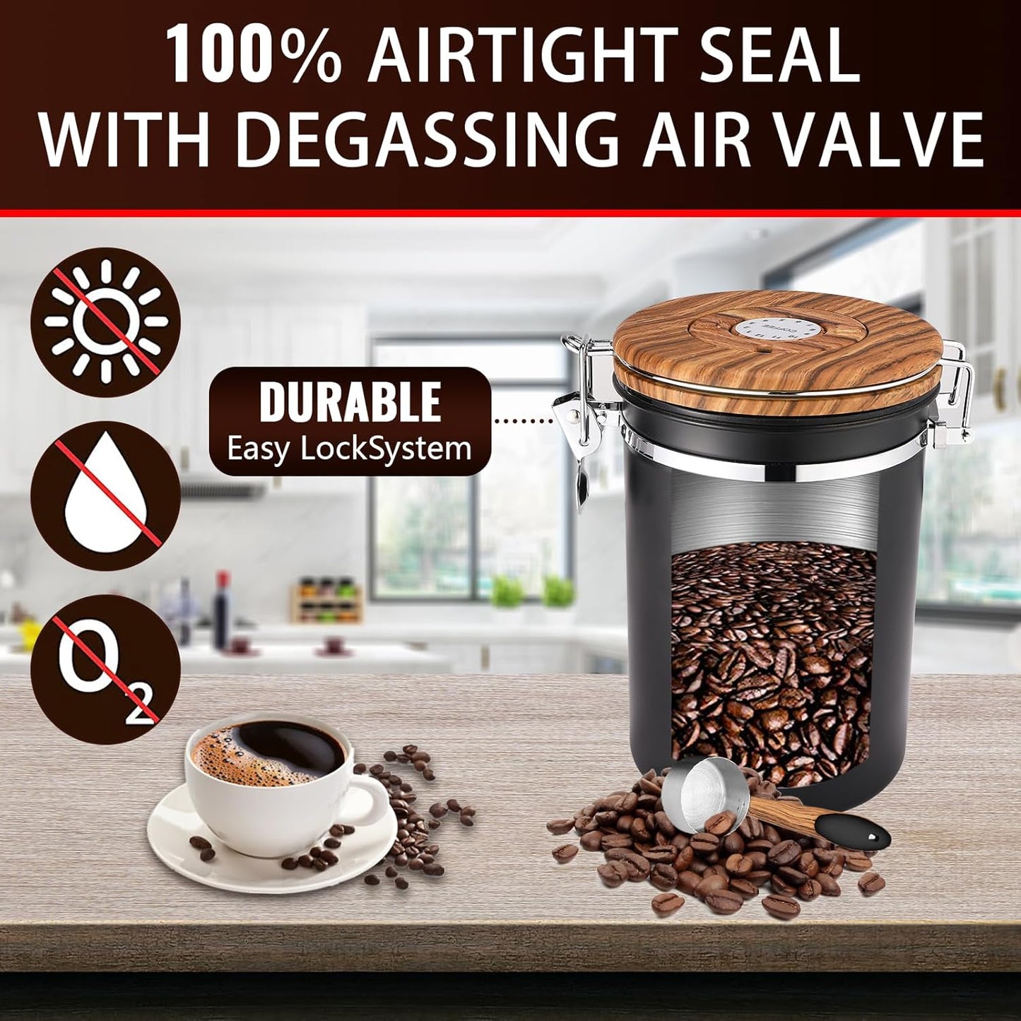 Kaffeebohnenbehälter mit Auslassventil